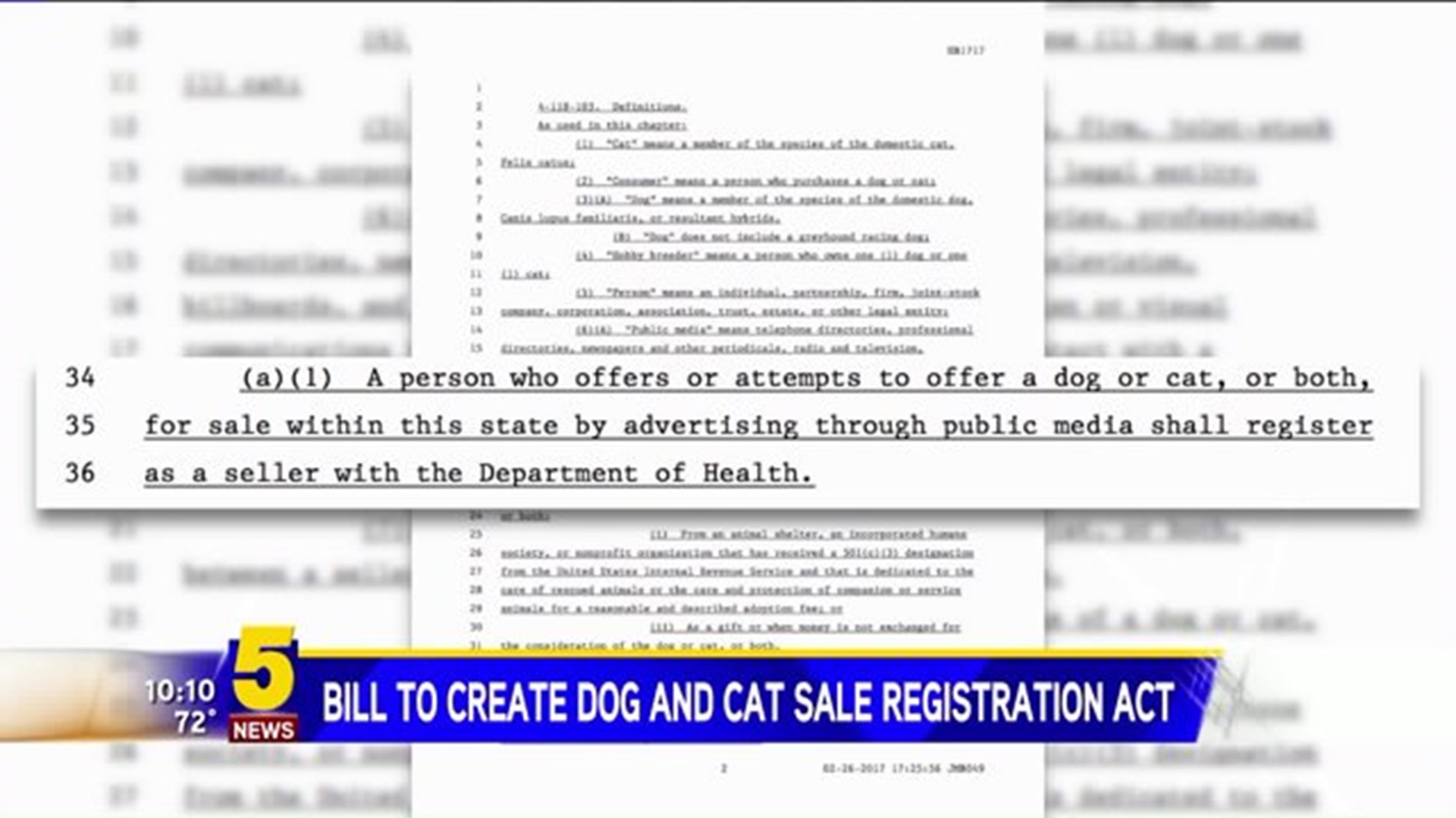 Bill To Create Dog And Cat Sale Registration Act