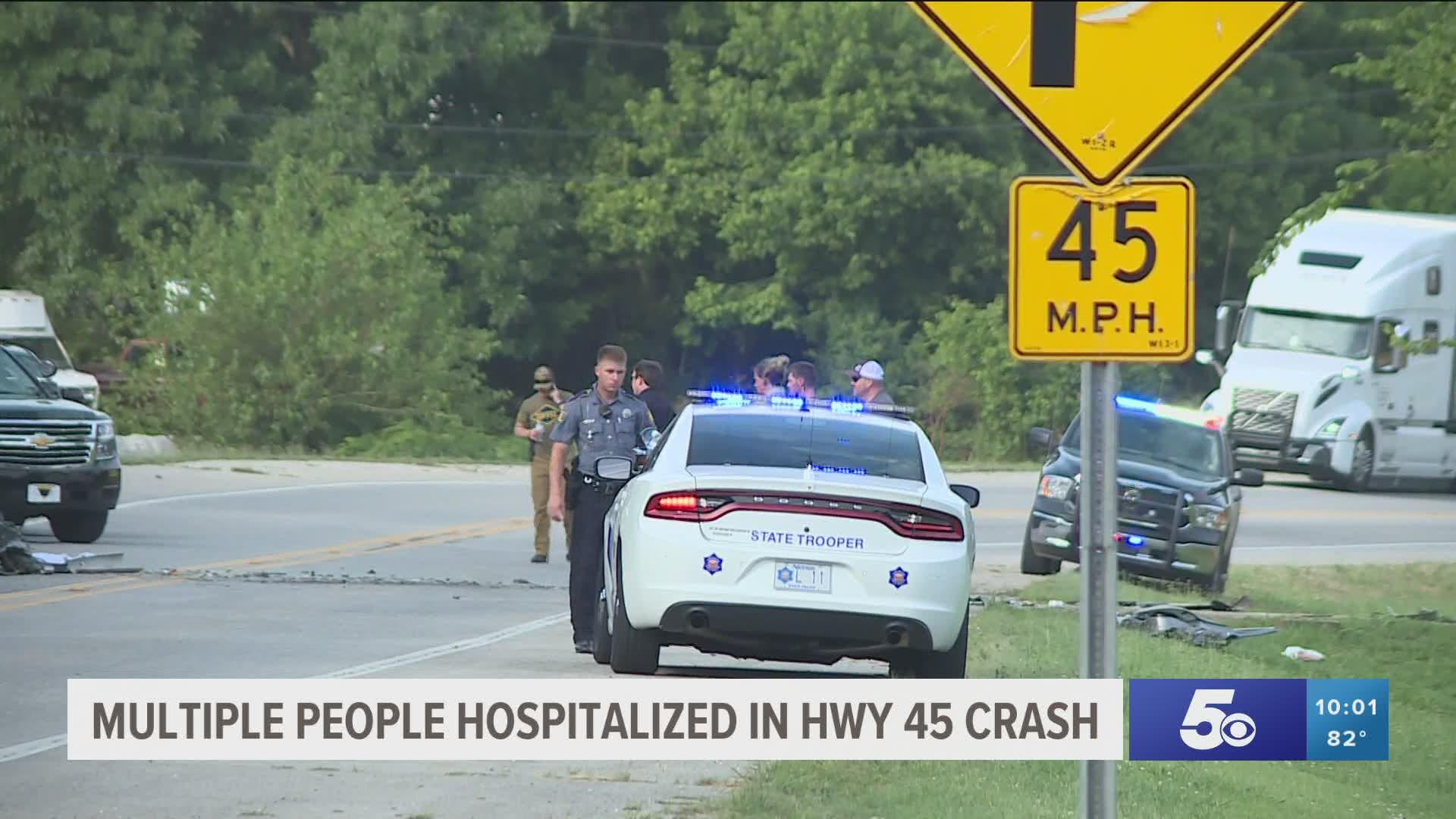 Multiple people hospitalized after crash on Highway 45