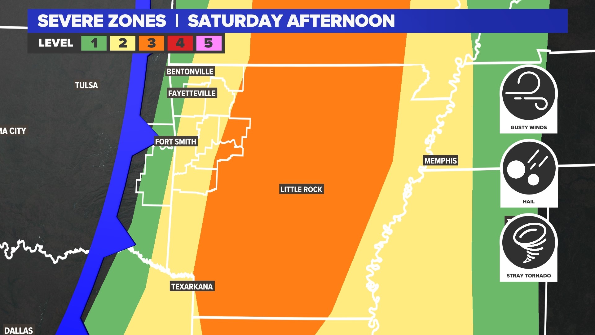 When will severe storms hit Arkansas this weekend?