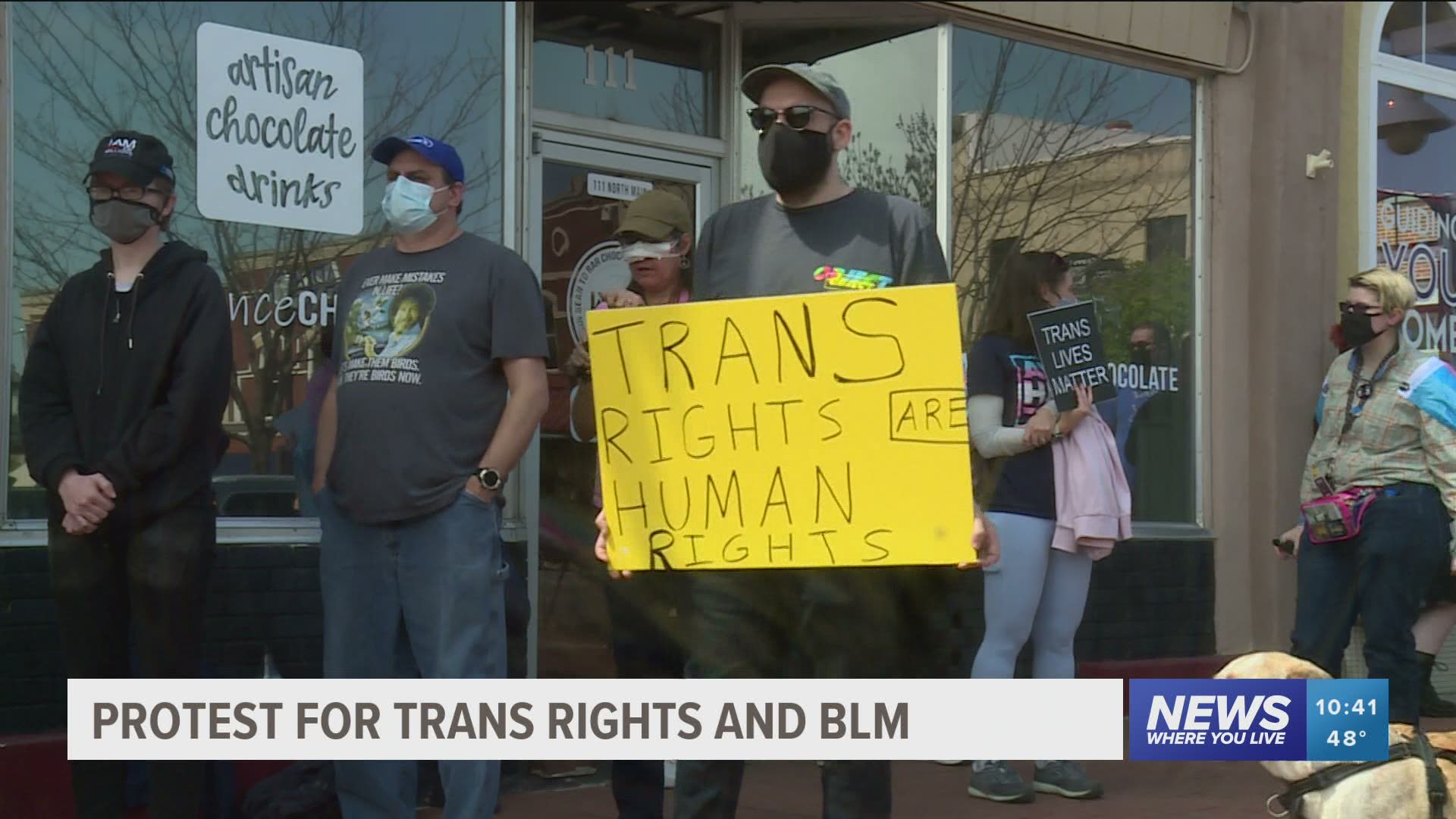 The Ozark Coalition hosted a Black and Trans Lives Matter protest in the Bentonville Square on Saturday (April 3rd).