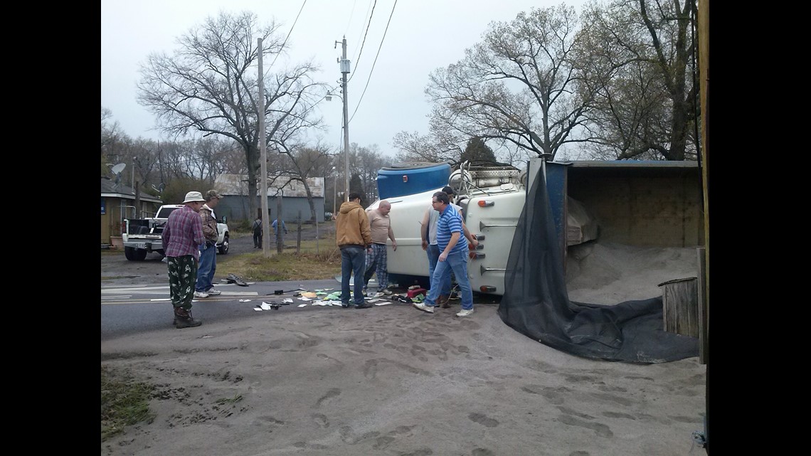 Dump Truck Overturns in Van Buren