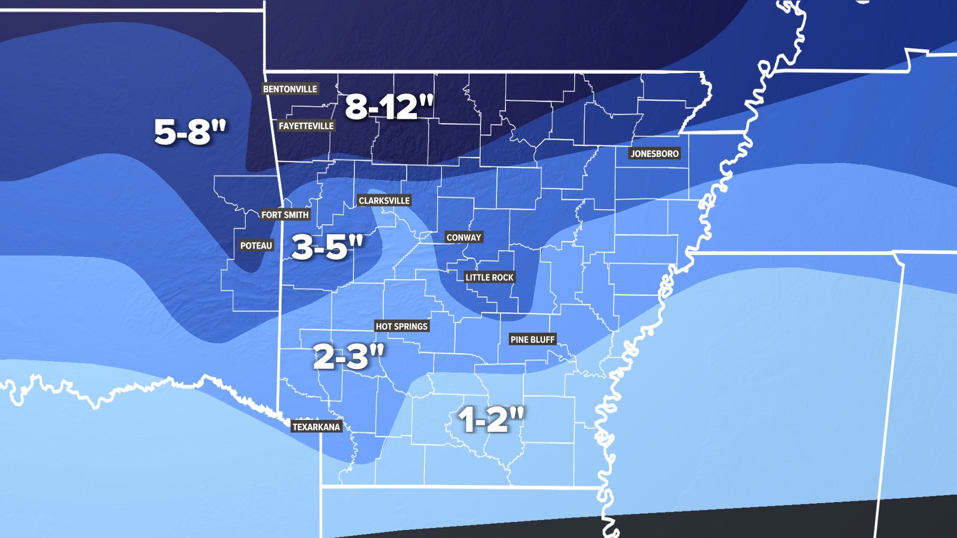 How much snow will fall in Arkansas this winter 20232024