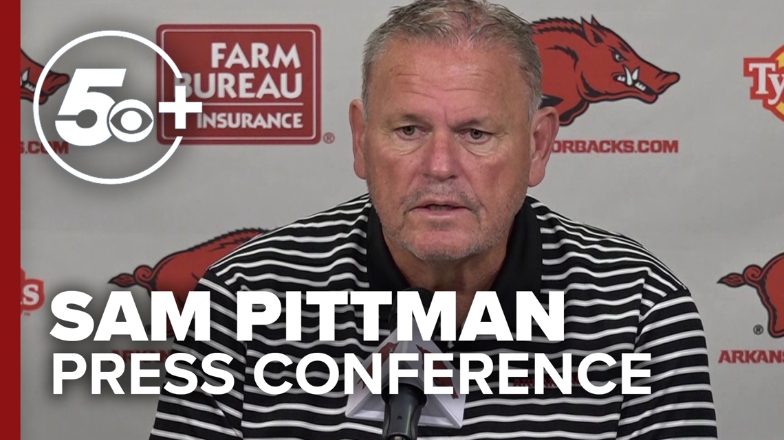 Arkansas Head Football Coach Sam Pittman speaks ahead of A&M game