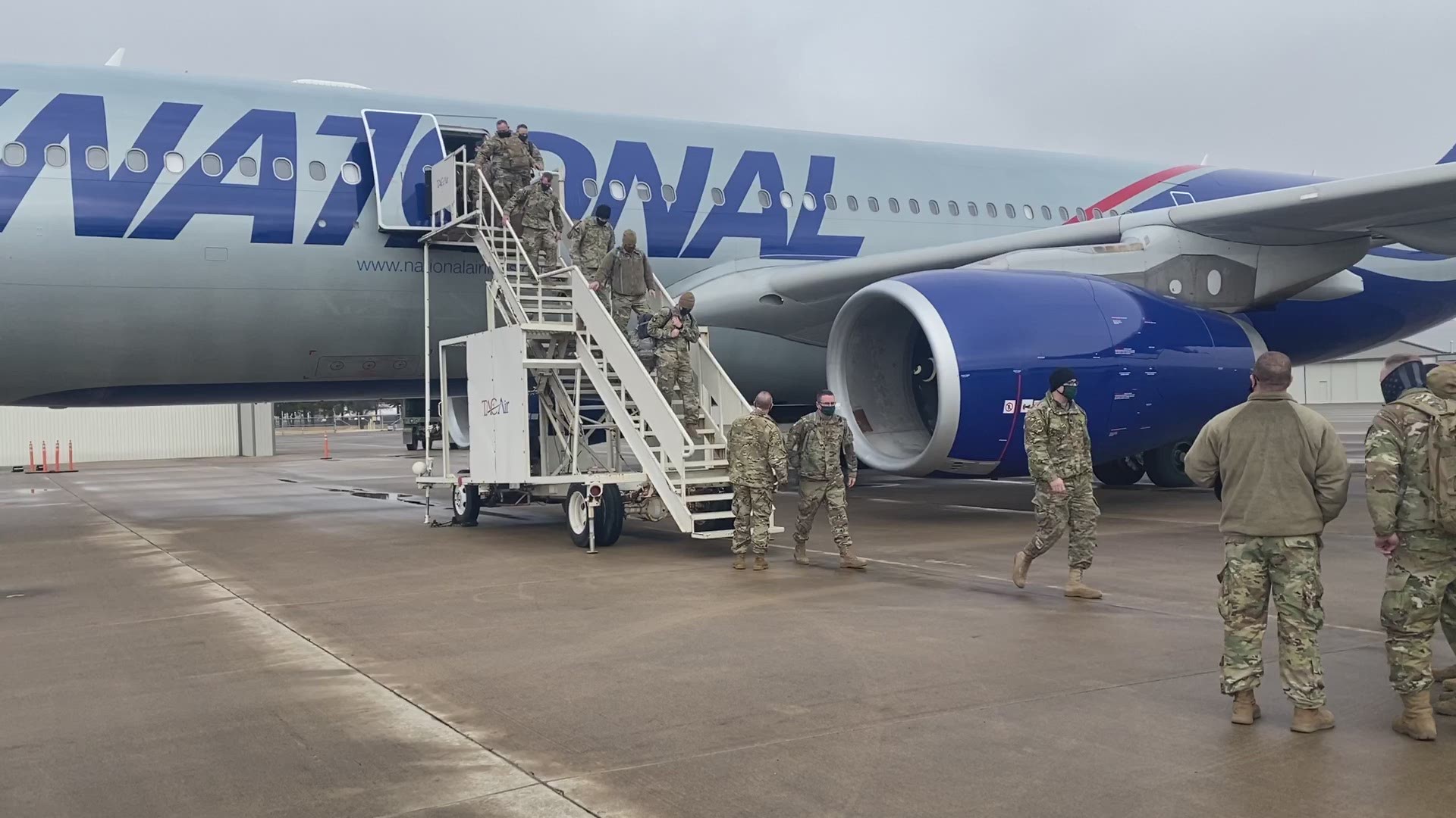 The National Guard soldiers officially return from the inauguration security mission.