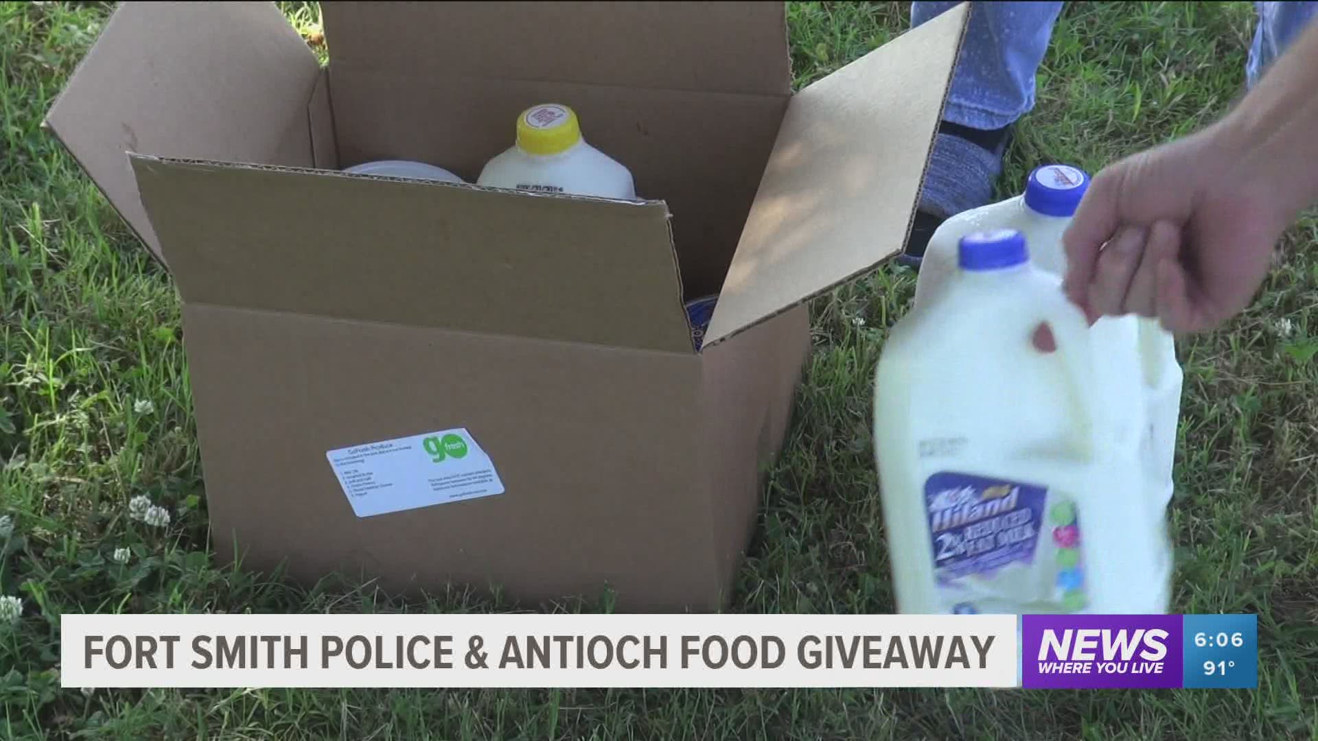 The Fort Smith Police Department partnered with Antioch for Youth and Family to give away $48,000 worth of free food.