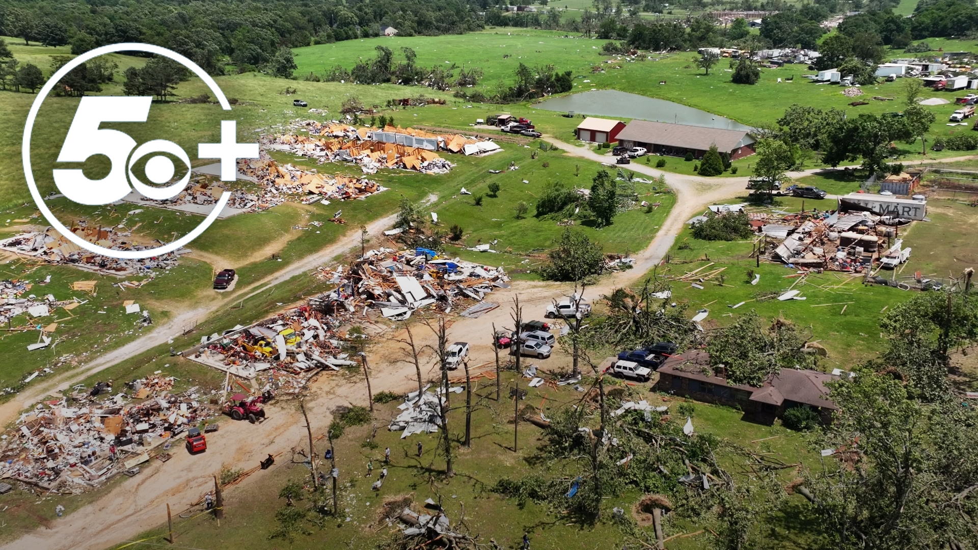 5NEWS captured drone footage of the destruction in Decatur, Arkansas after multiple tornados swept through the region.