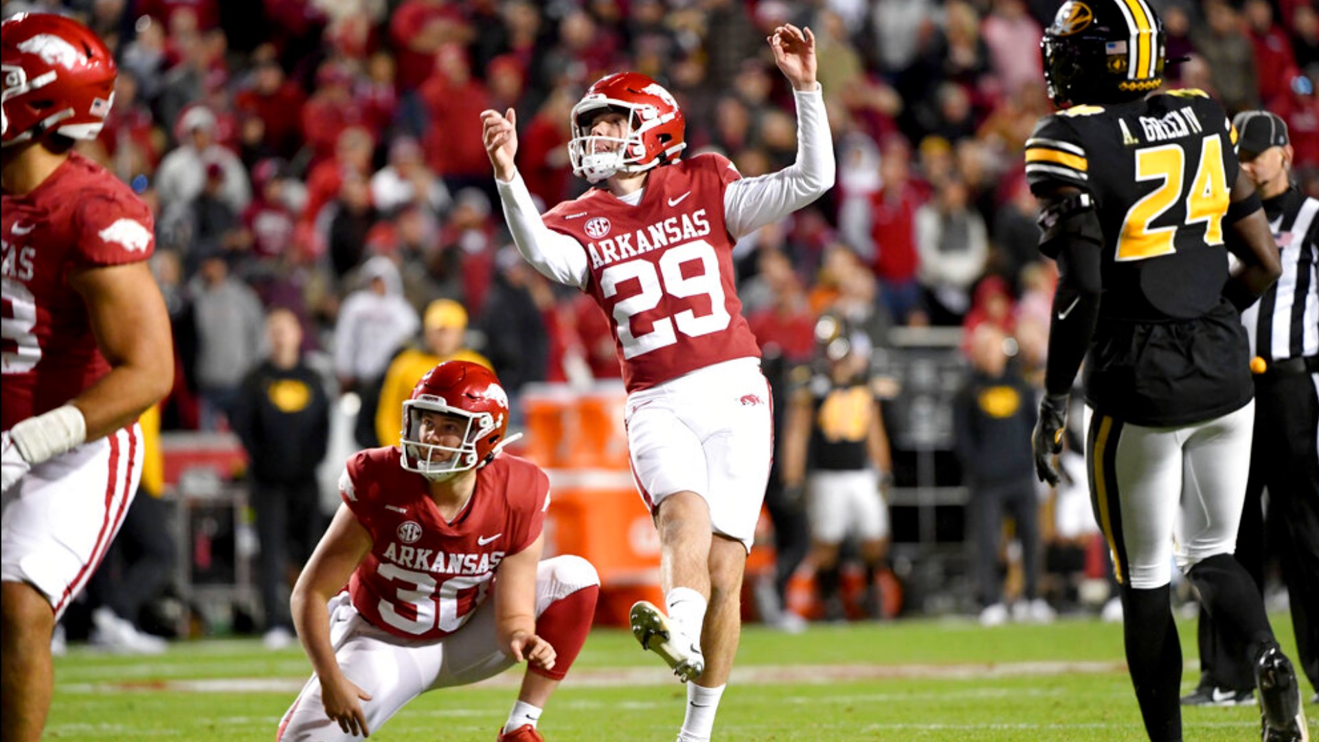 After earning SEC All-Freshman honors last season, Little's field goal accuracy gives the Razorbacks confidence in close, late-game situations.
