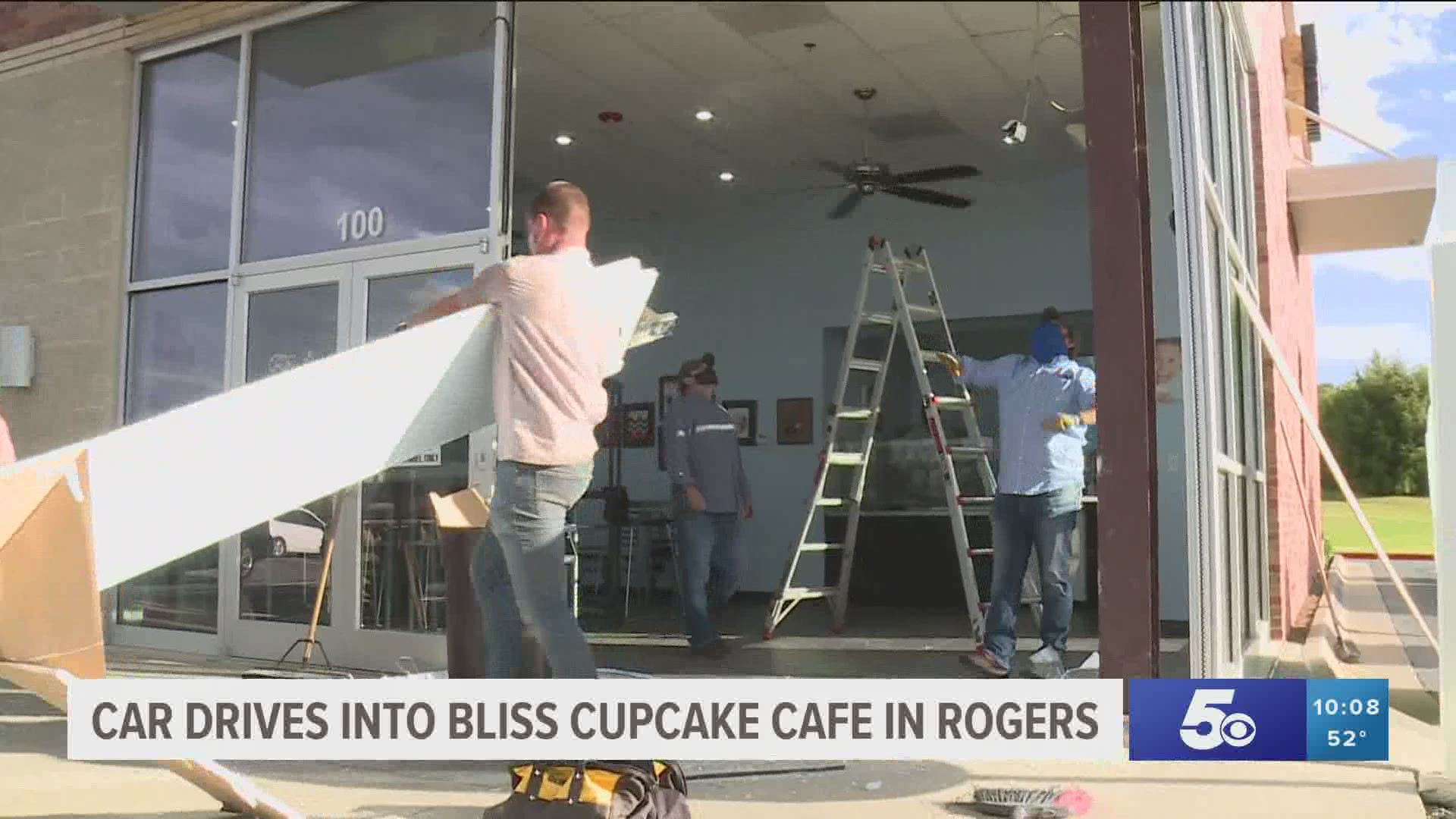 Despite the damage, Bliss Cupcake Cafe in Rogers says they will still be open to customers on Tuesday. https://bit.ly/33bdiS7