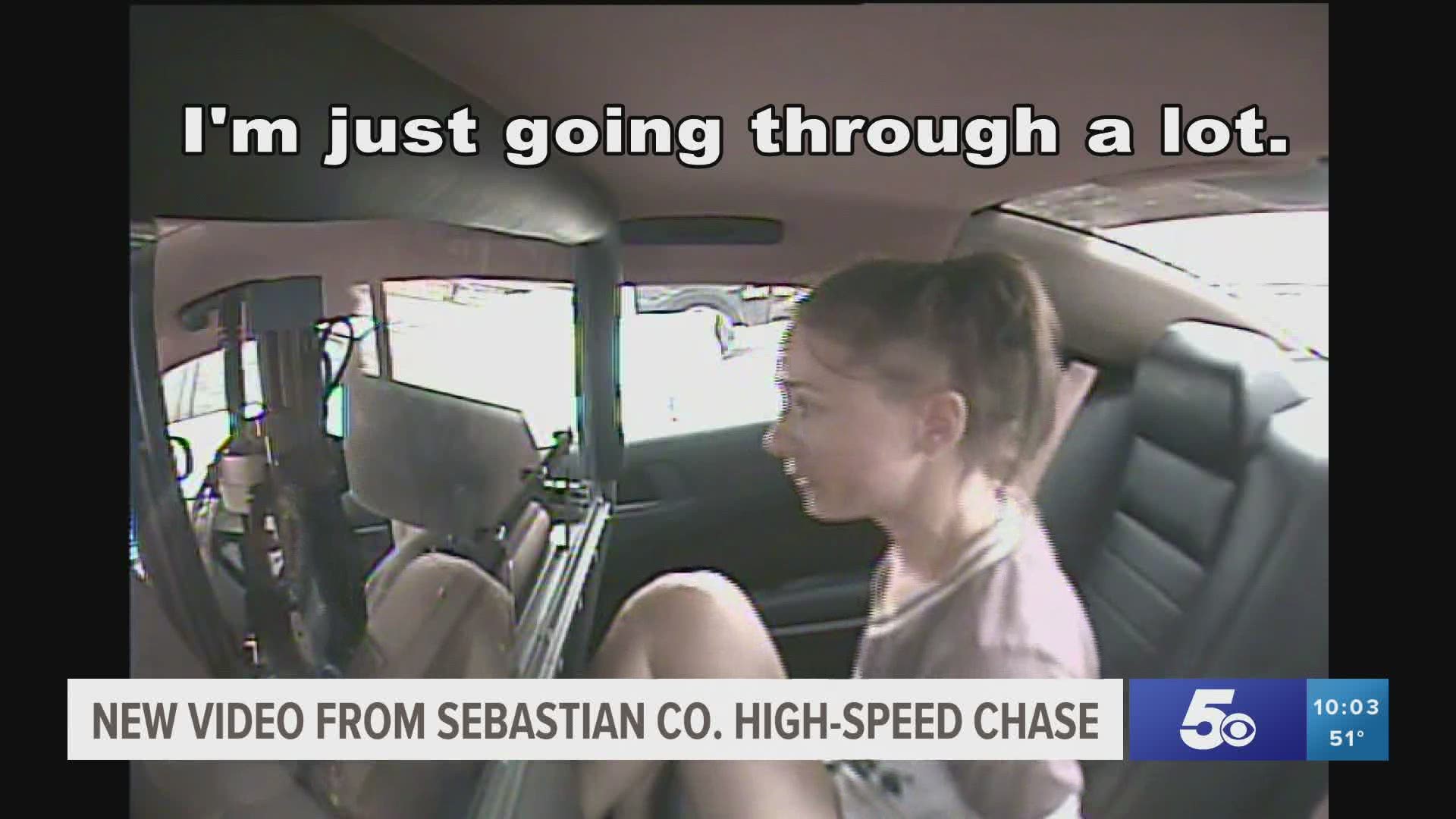 New video has been released from a police chase in Sebastian County showing the woman's arrest.