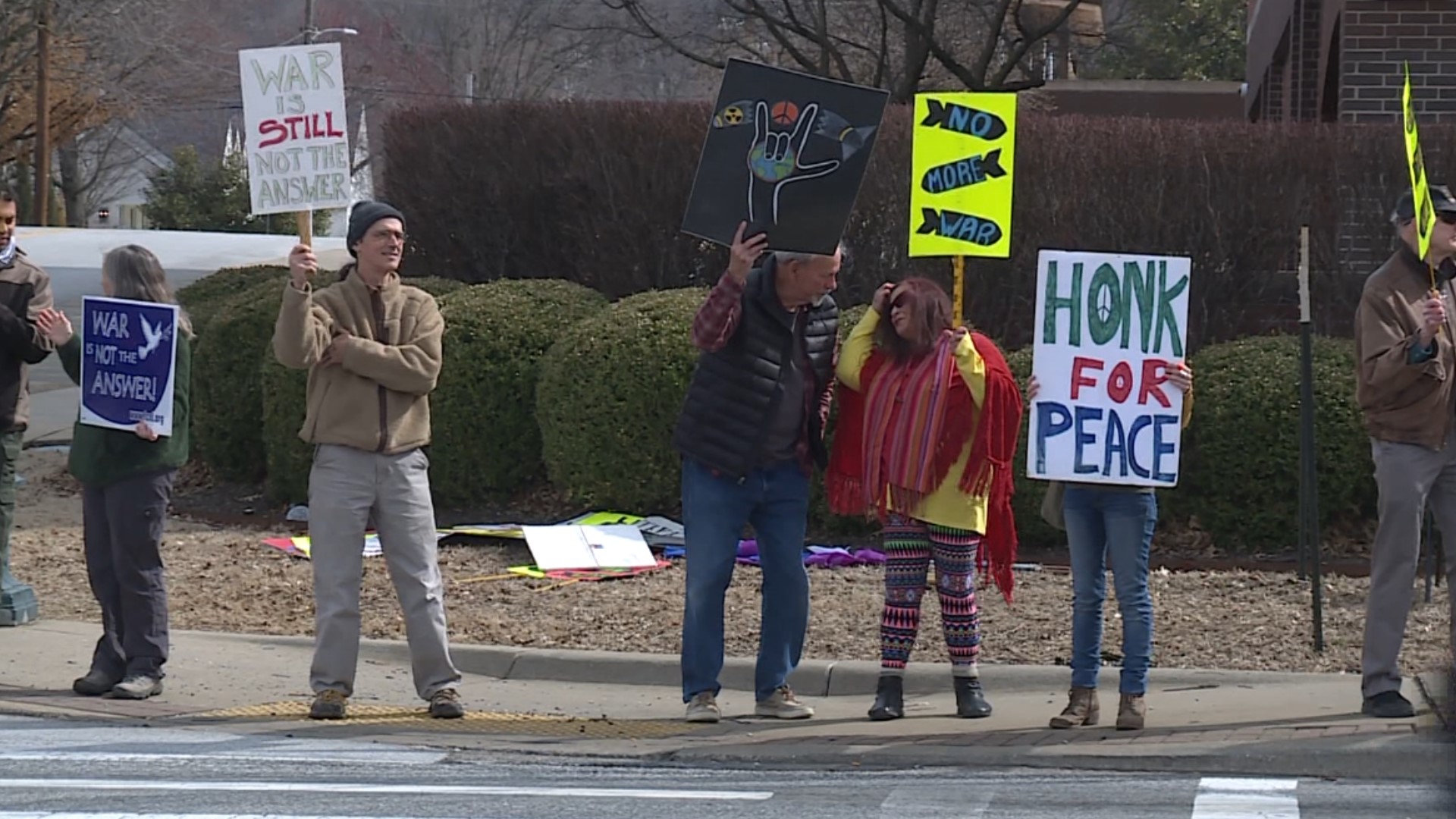 A peaceful protest was held in Fayetteville on Saturday, Feb. 25, by the Arkansas Nonviolence  Alliance.