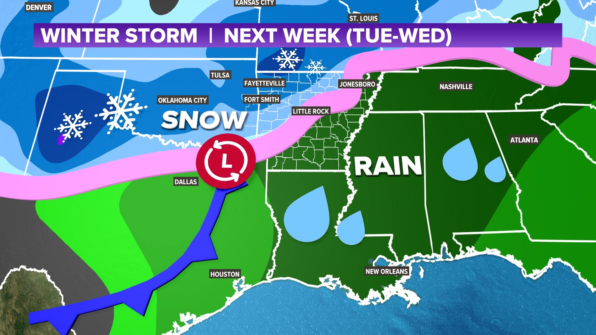 Snow chances in Arkansas next week