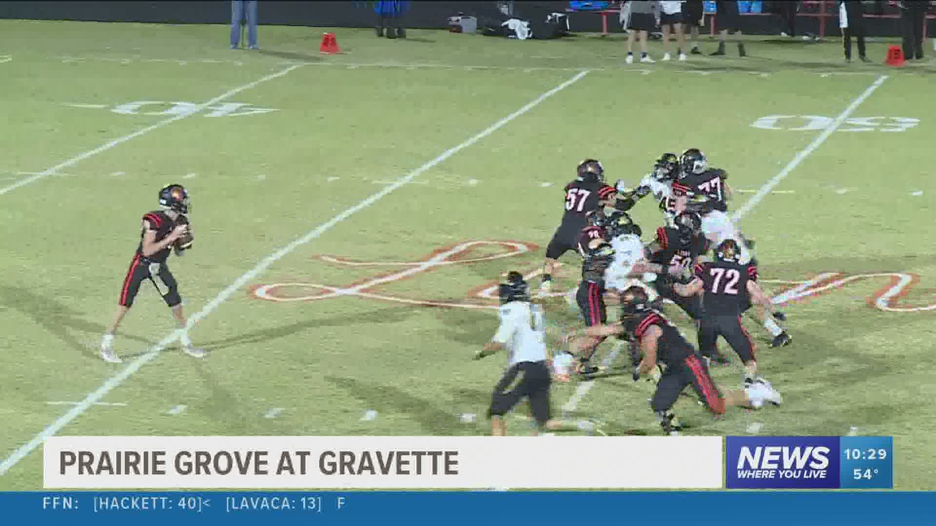 Prairie Grove beat Gravette (44-16).
