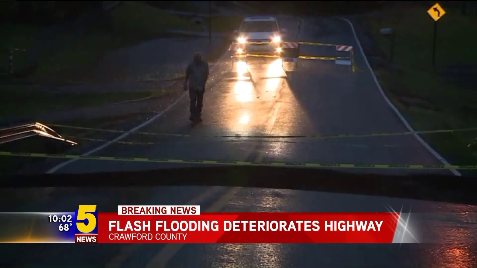 Flash Flooding Deteriorates Highway In Crawford County