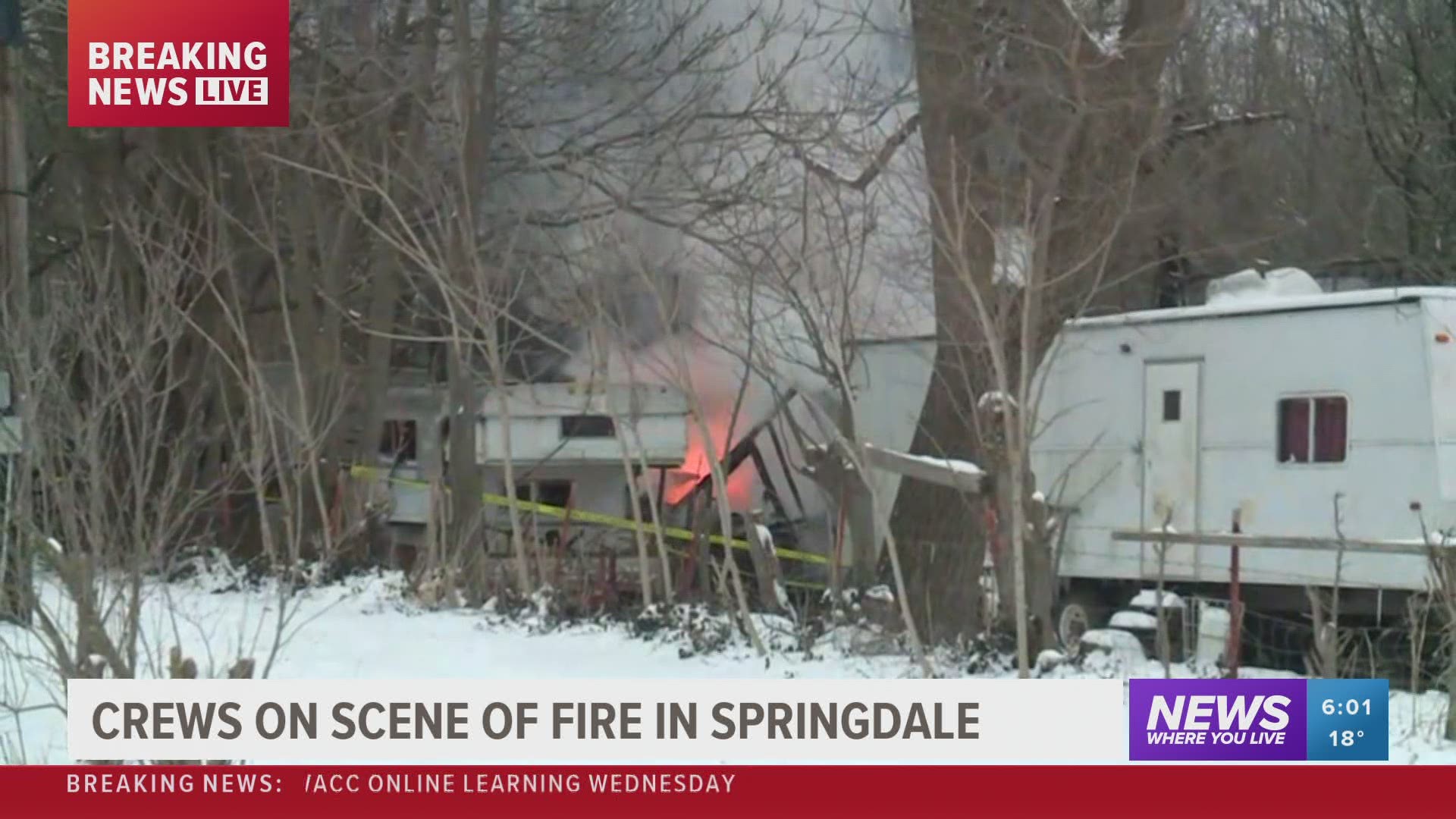 Emergency crews respond to mobile home fire in Springdale