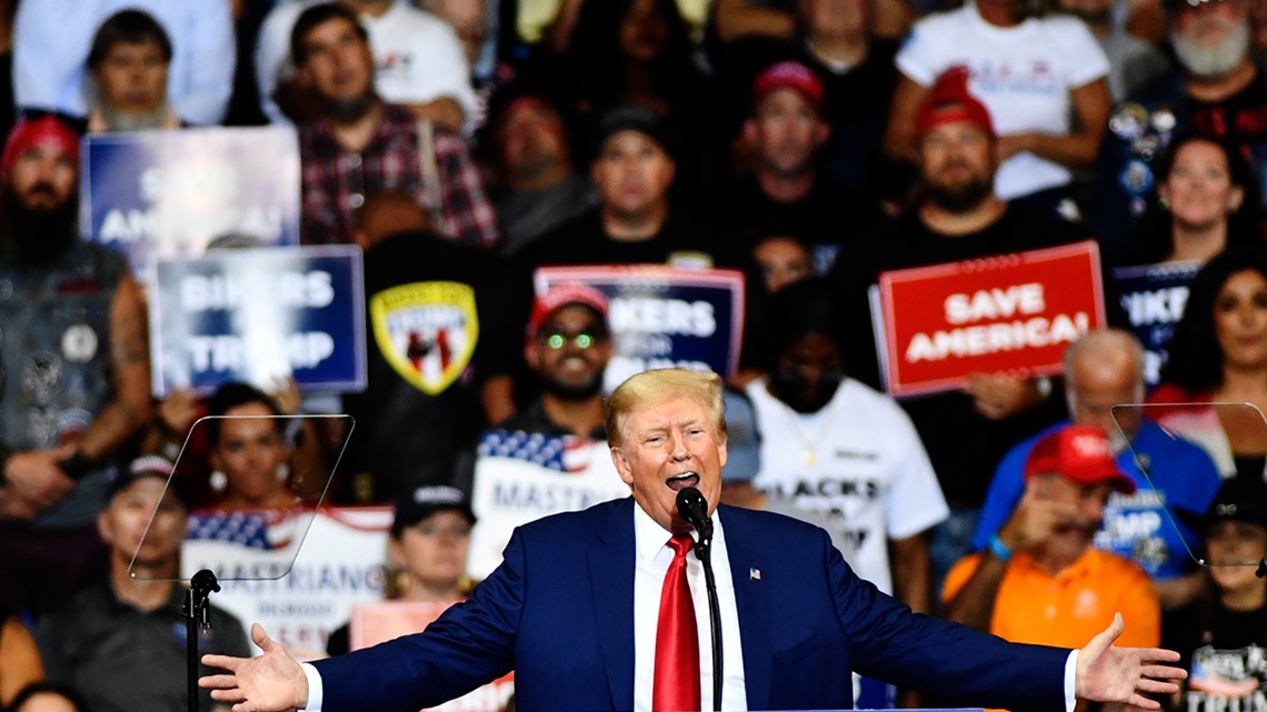 Trump holds defiant rally while facing potential indictment