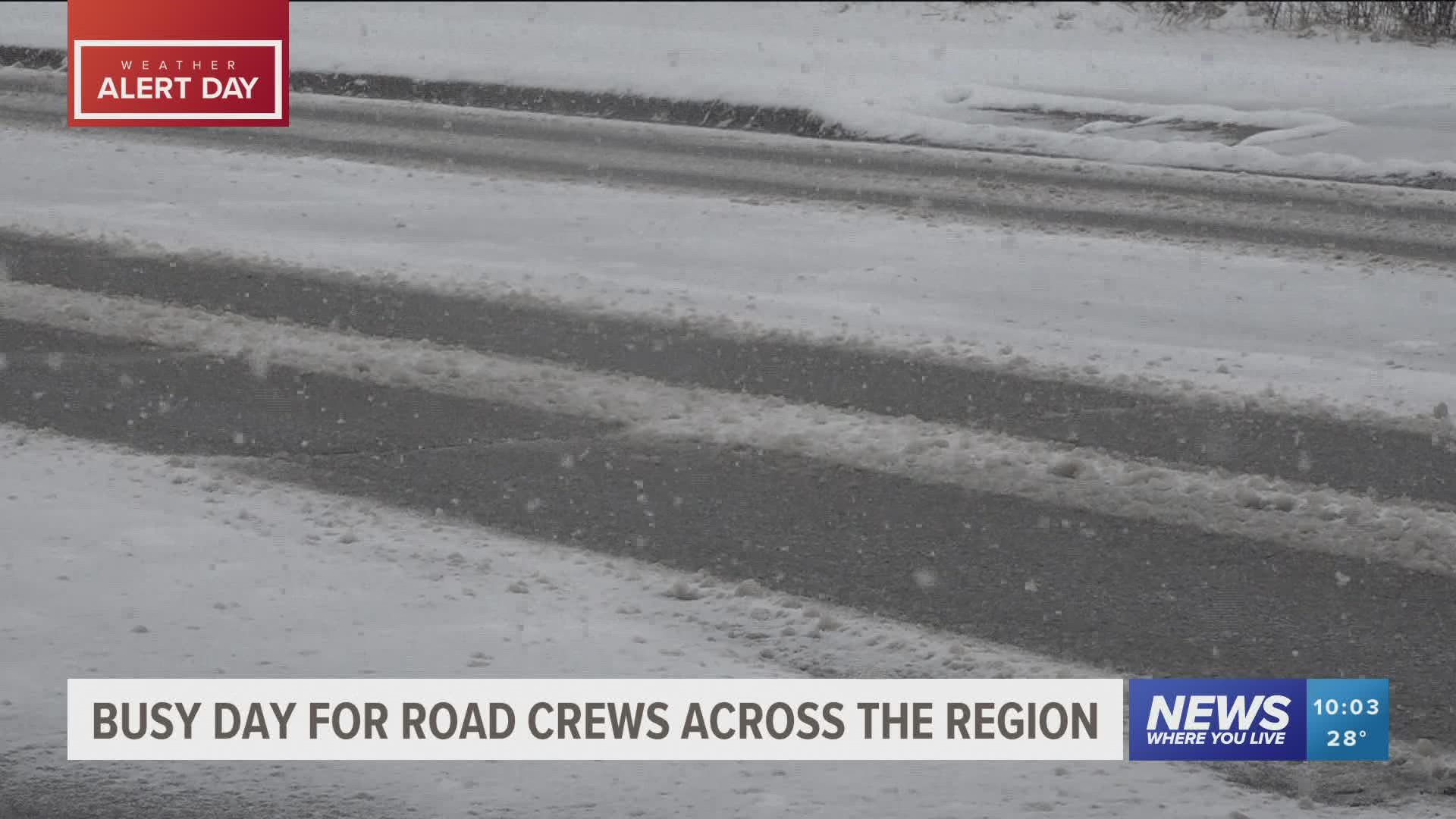 Emergency crews worked several wrecks Friday morning after snow fell across Northwest Arkansas and River Valley.