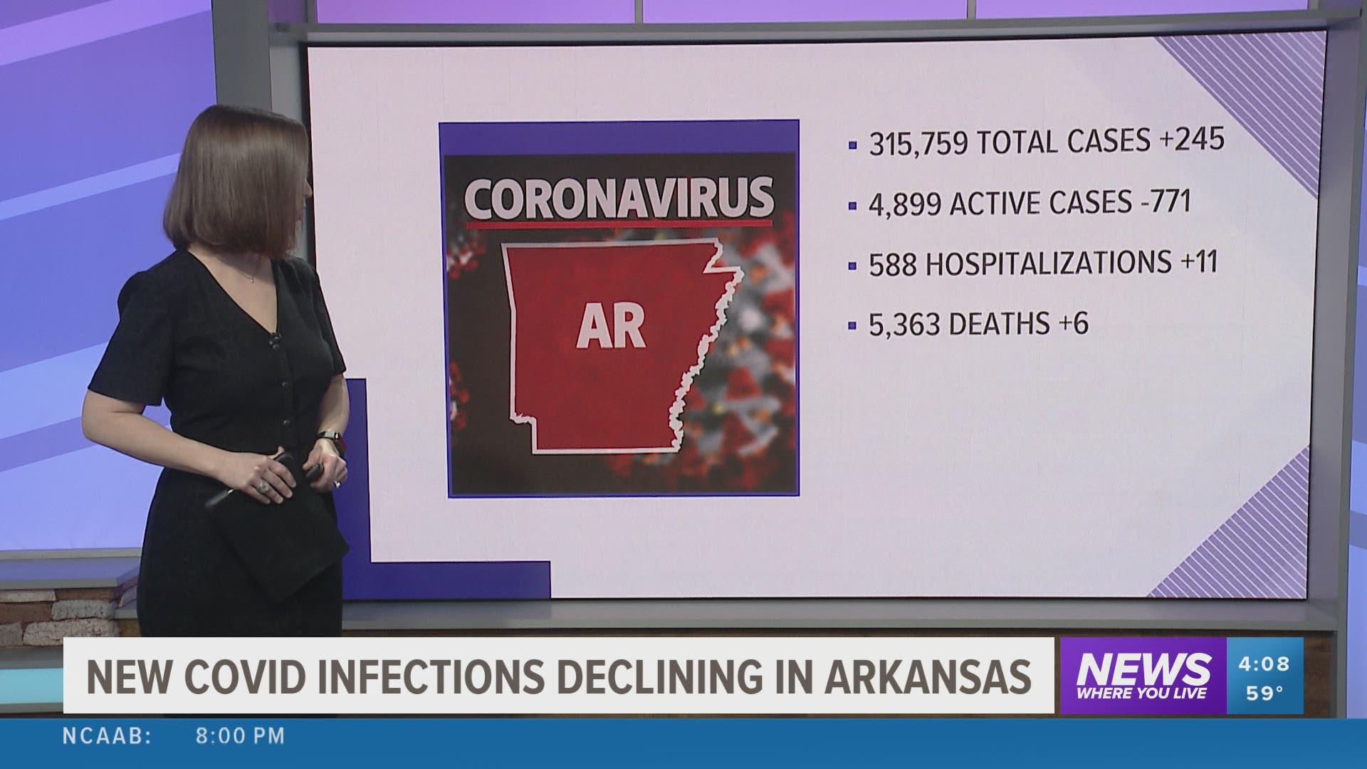 A look at the latest case numbers for the coronavirus in Arkansas on Monday, February 22