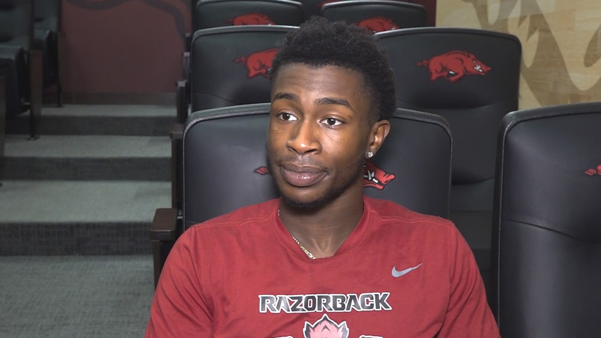 Davis sits down for an interview before beginning his senior season with his hometown Razorbacks.