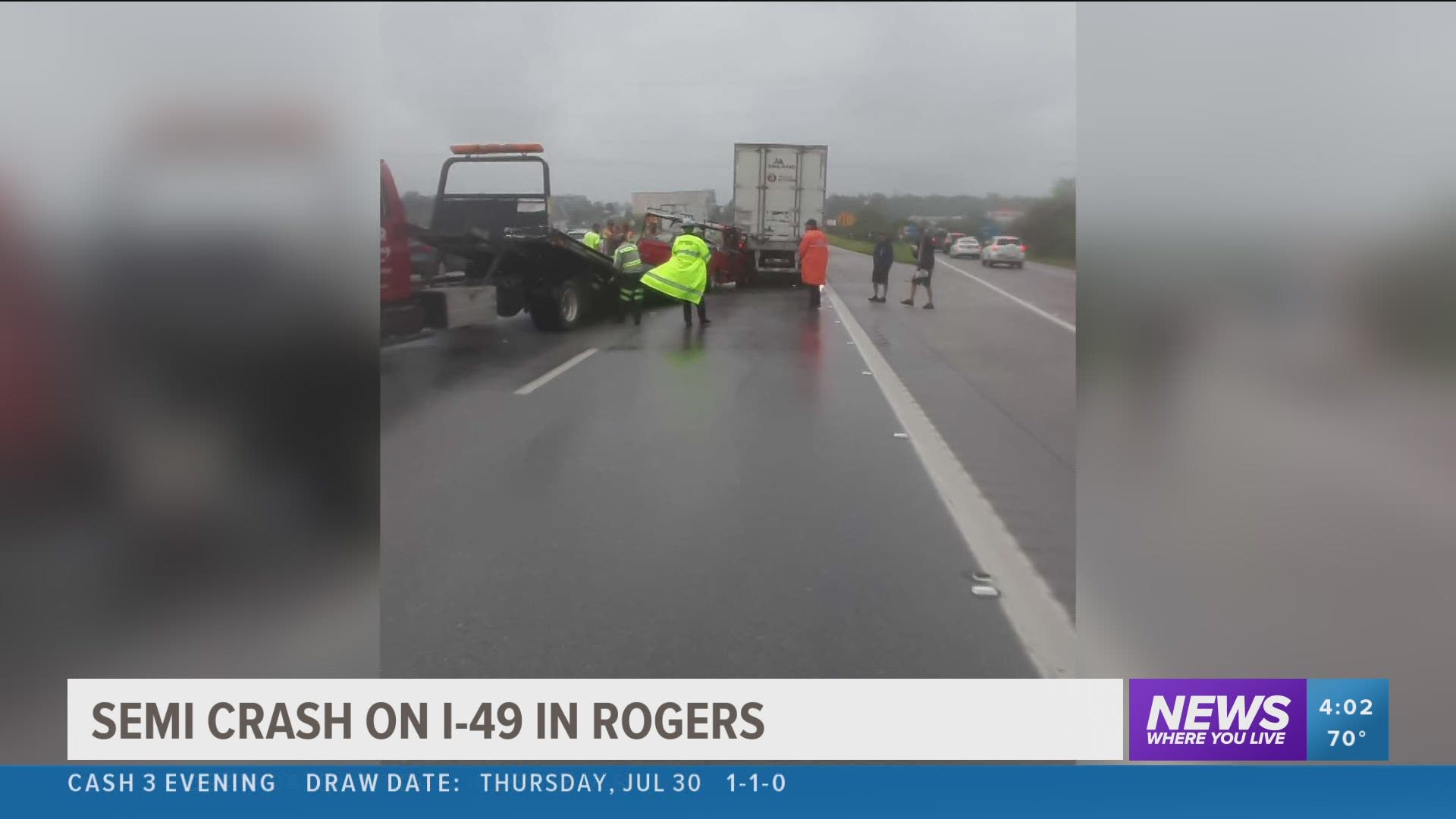 Semi crash on I49 in Rogers