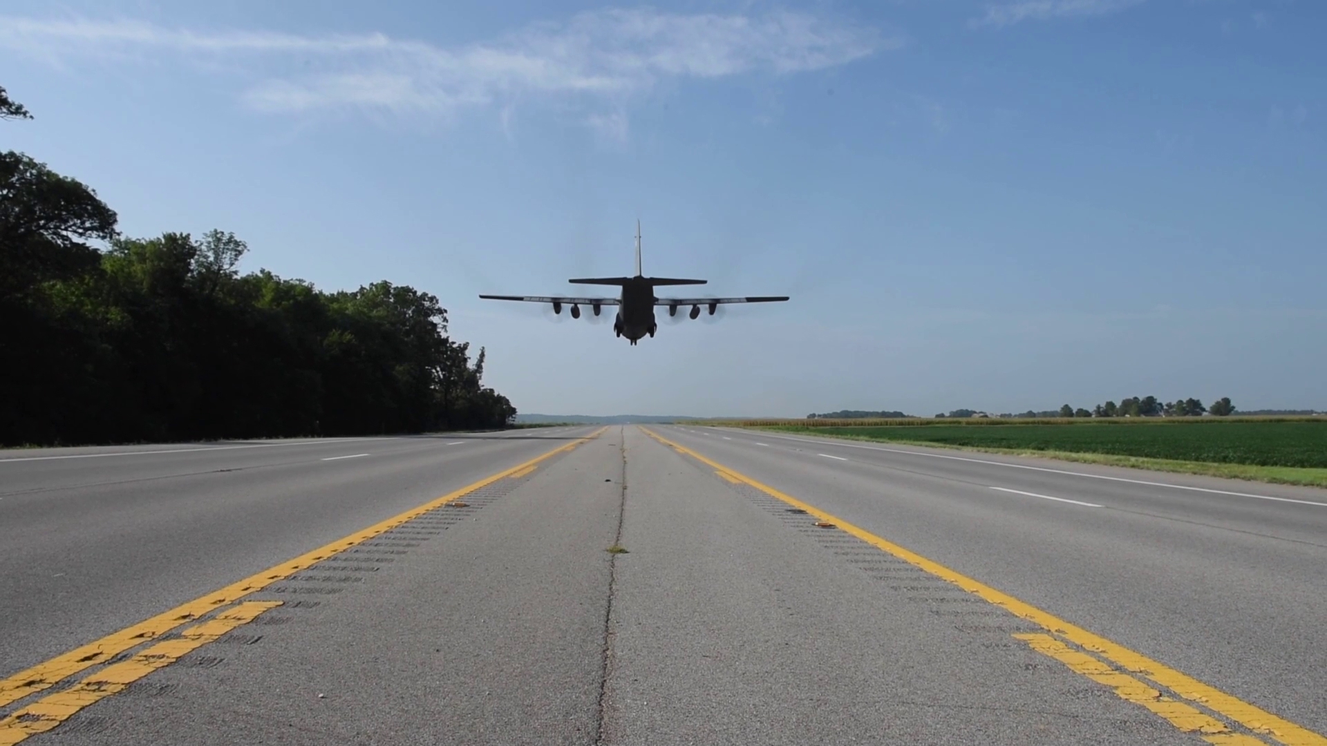 The exercise was conducted on a 3-mile stretch of State Highway 63 in Bono, Arkansas that was shut down.