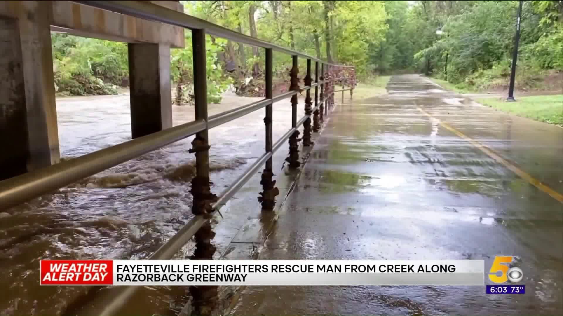 Firefighters Rescue Man From Town Branch Creek On Razorback Greenway