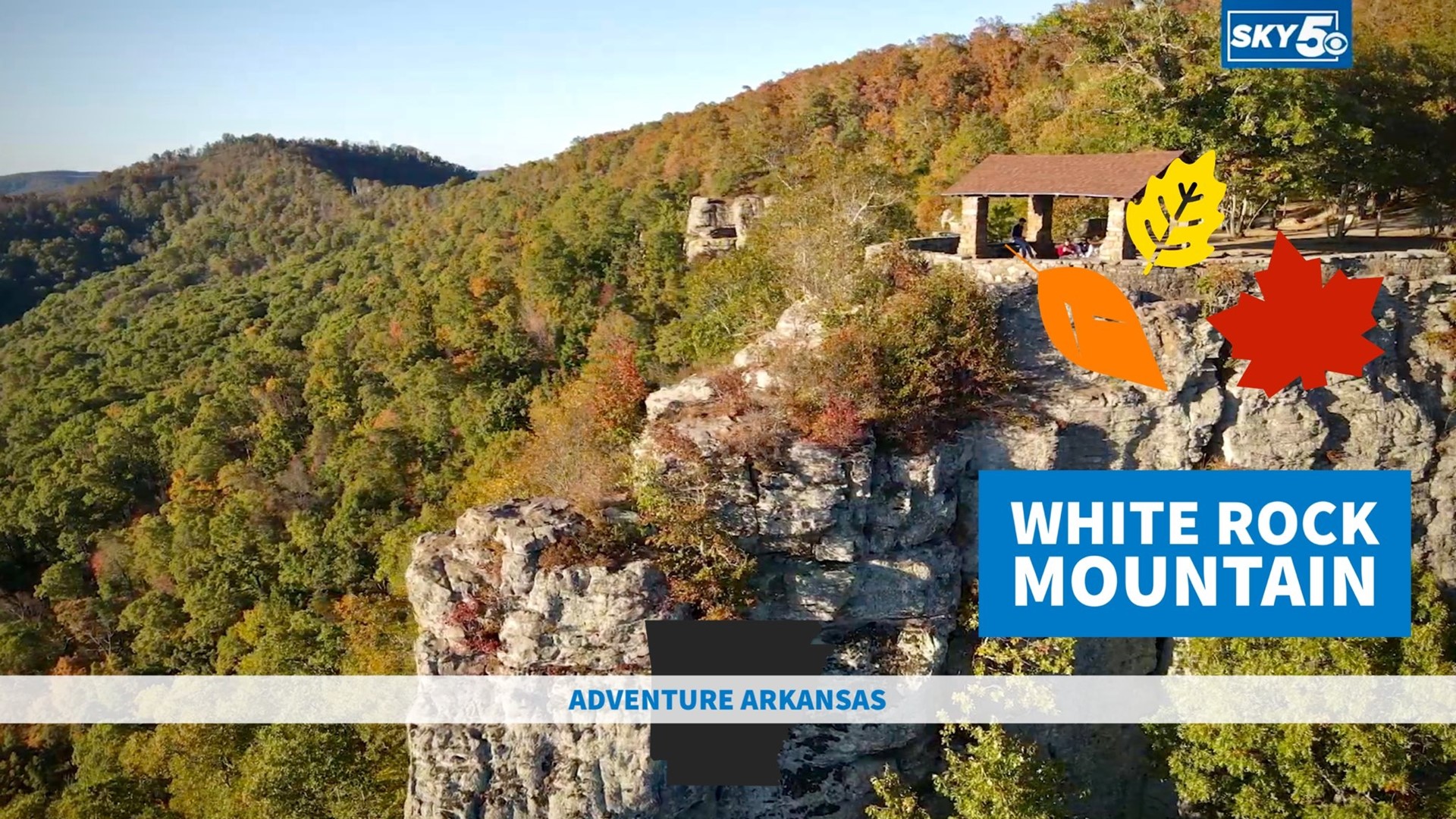 Fall leaves are at peak across Arkansas and Oklahoma. We are launching from one of the highest points in the Natural State to get a bird's eye view of the colors.