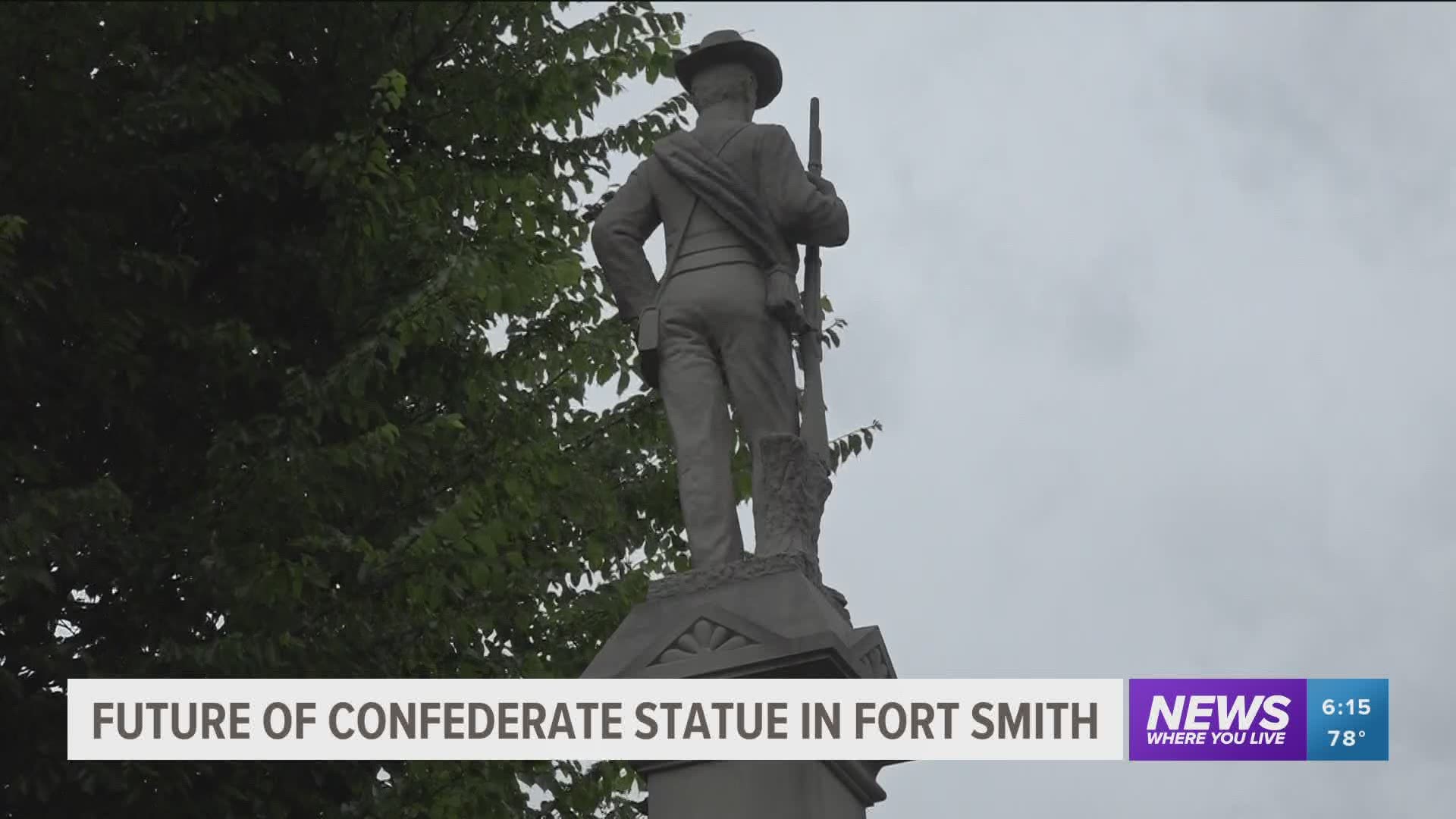 The statue of the Confederate soldier has stood in front of the Sebastian County Courthouse since 1903.