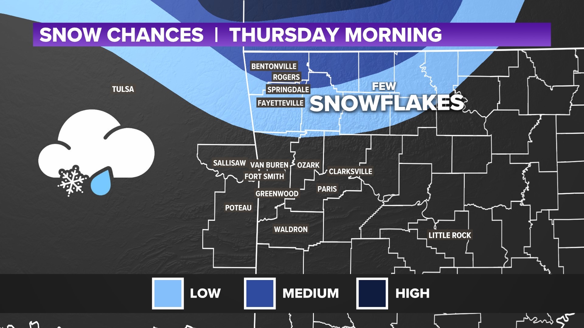 How much snow can Arkansas expect Thursday morning?