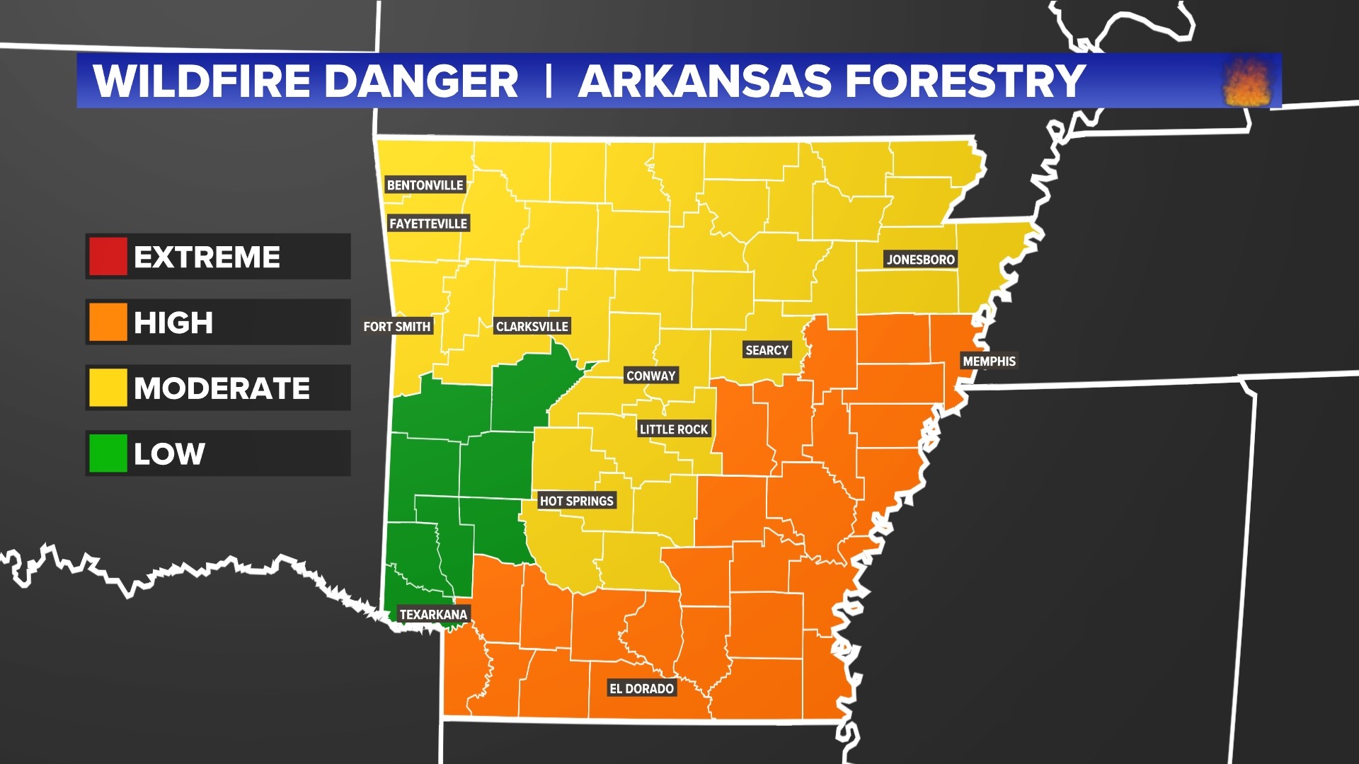 Arkansas has an elevated risk for wildfires.  5NEWS Meteorologist Stephen Elmore breaks down why that is.