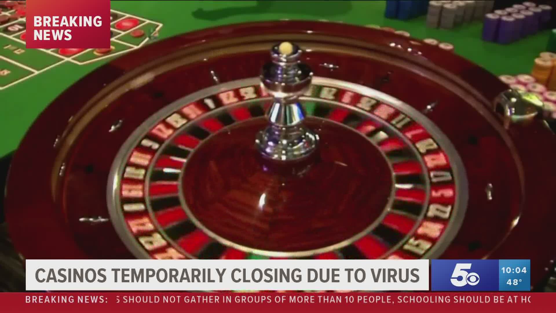 Casinos temporarily closing due to coronavirus