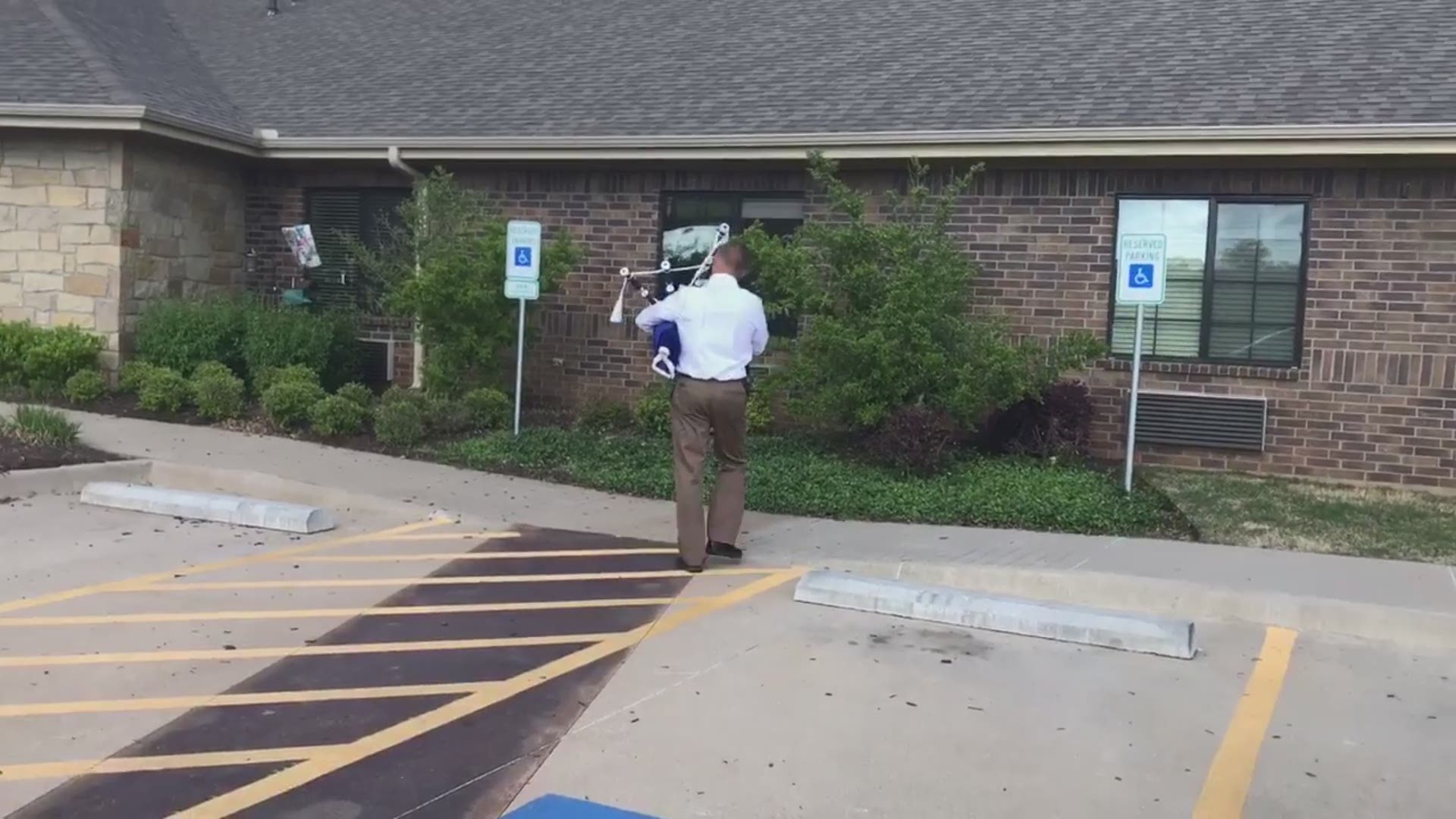 The sweet sound of the bagpipes rang out at Promenade Health and Rehab in Rogers on Wednesady.