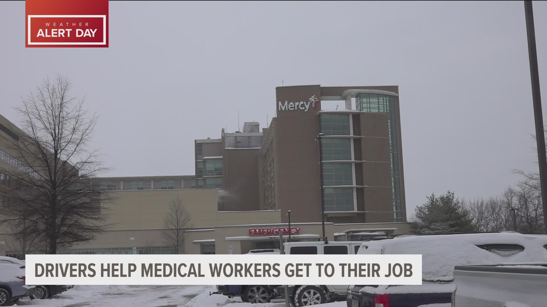 Angels on Ice are helping make sure medical workers can get to their jobs on the snowy roads in Northwest Arkansas.