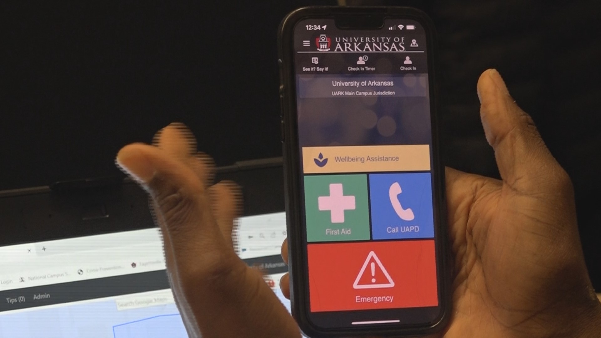 The SafeZone Mobile Safety App allows people on campus to alert UAPD at the click of a button.