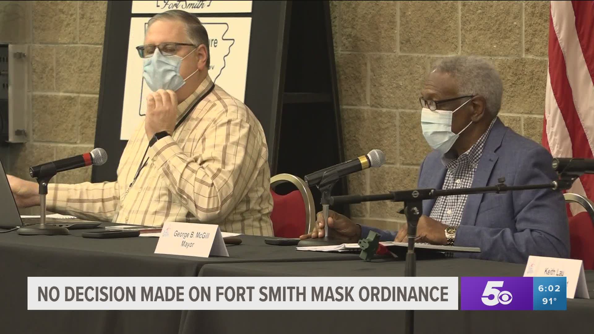 No decision made on Fort Smith mask ordinance.