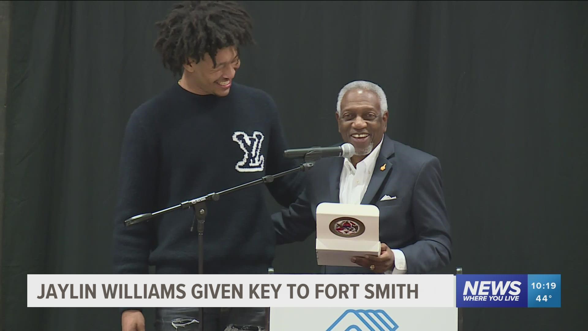 The Razorback basketball star and Fort Smith native was given a key to the city by Mayor McGill after speaking at the Boys & Girls Club he used to attend as a kid.