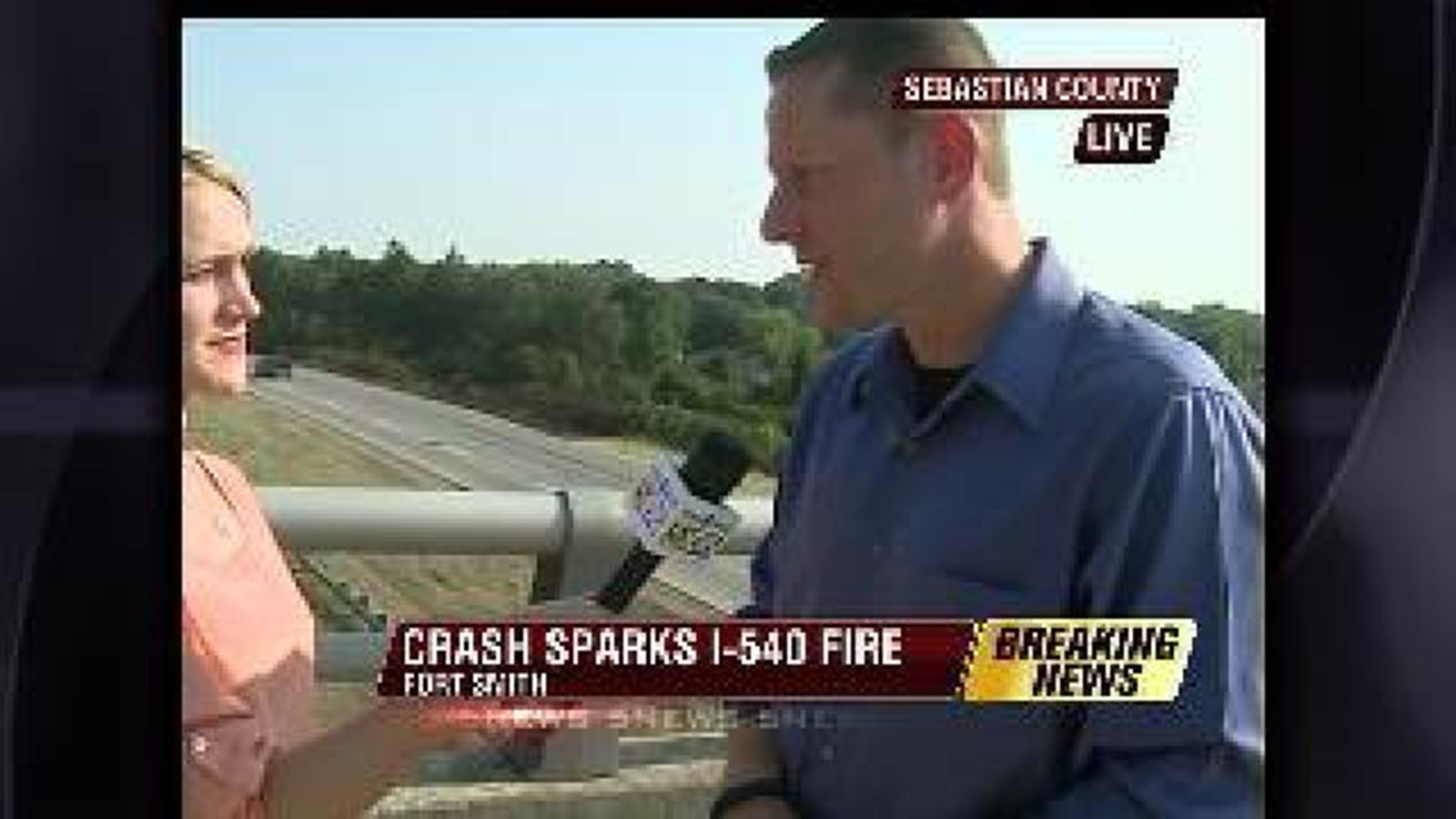 Car Accident Sparks I-540 Grass Fire
