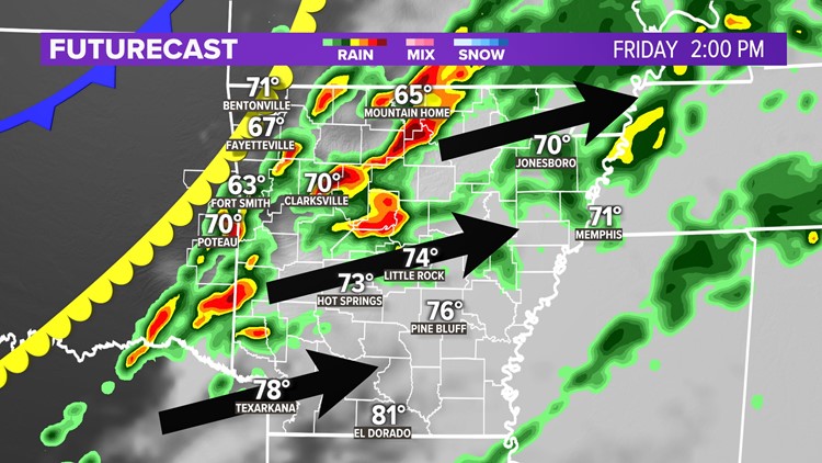 Warming up with storm chances by Friday morning