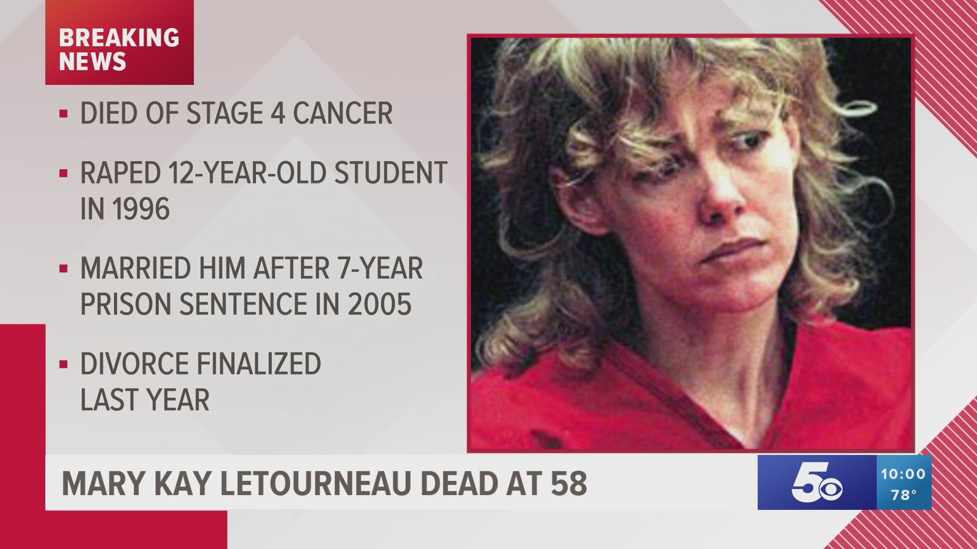 Mary Kay Letourneau dead at 58
