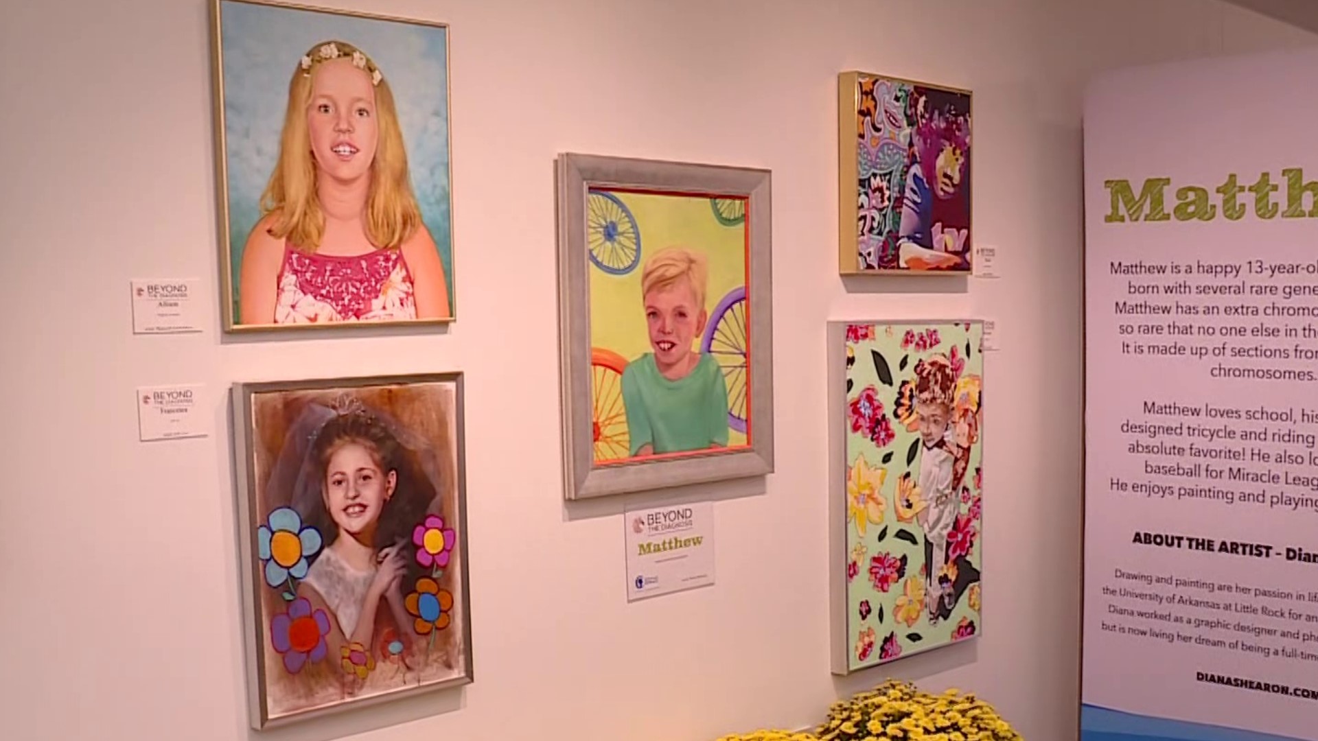 Paintings are done by artists from all over the country of patients with these rare diseases.