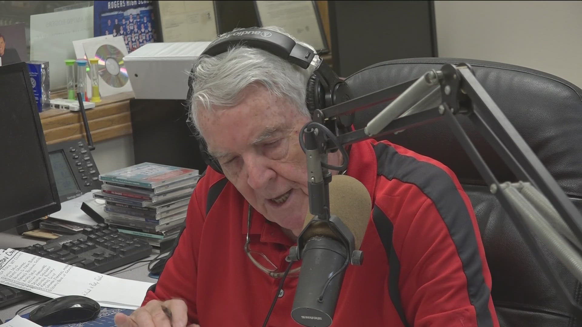 Kermit Womack, owner of KURM Radio, has been talking to people on the radio for 72 years.