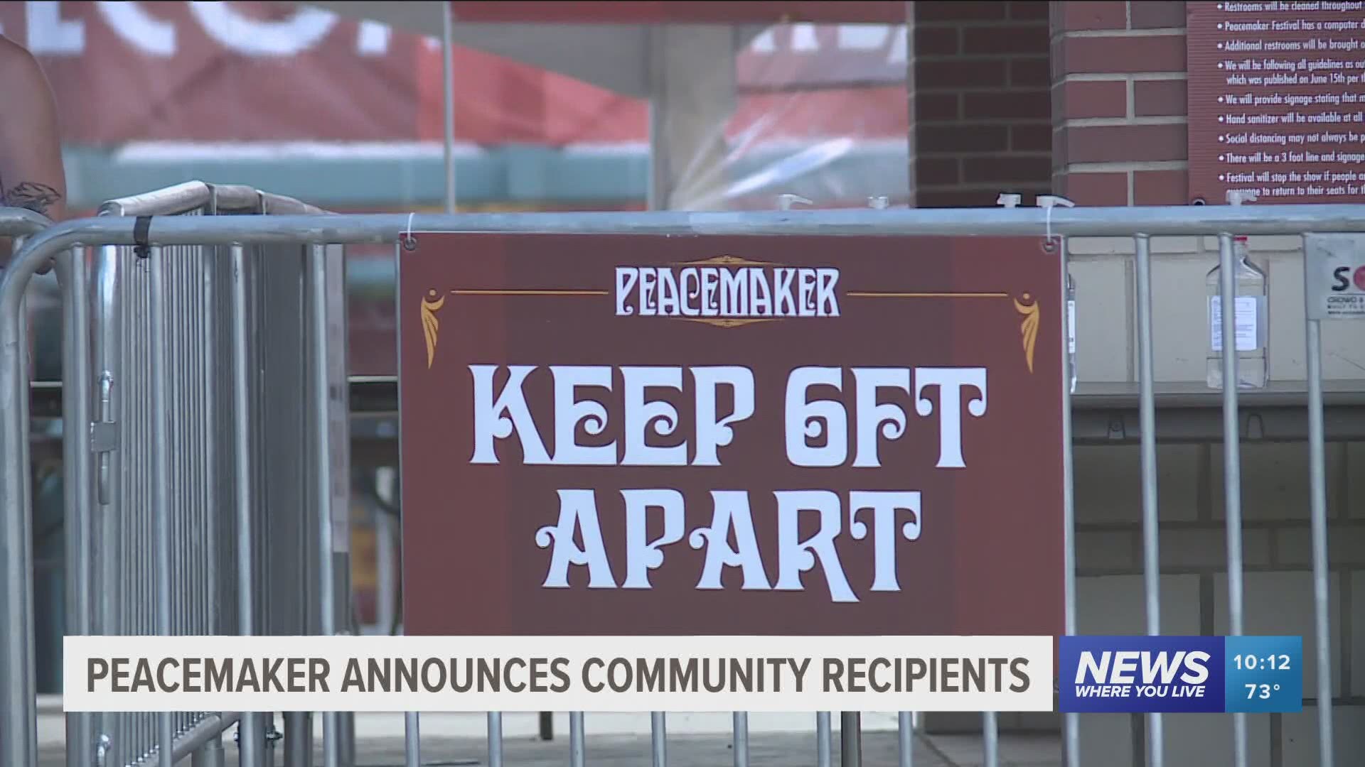 Peacemaker announces community recipients