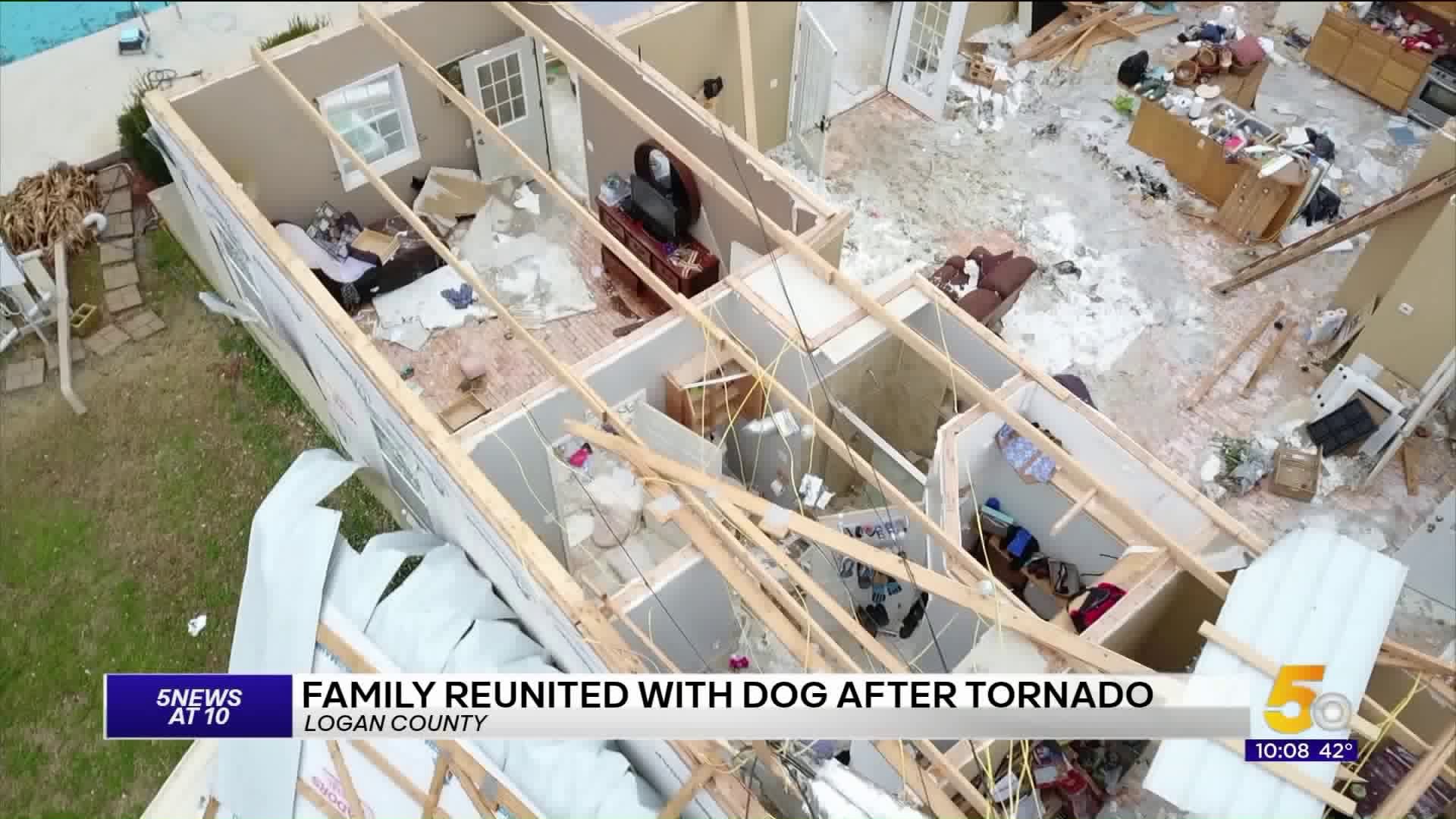 Logan County Family Reunited With Dog After Their Home Was Destroyed During Tornado