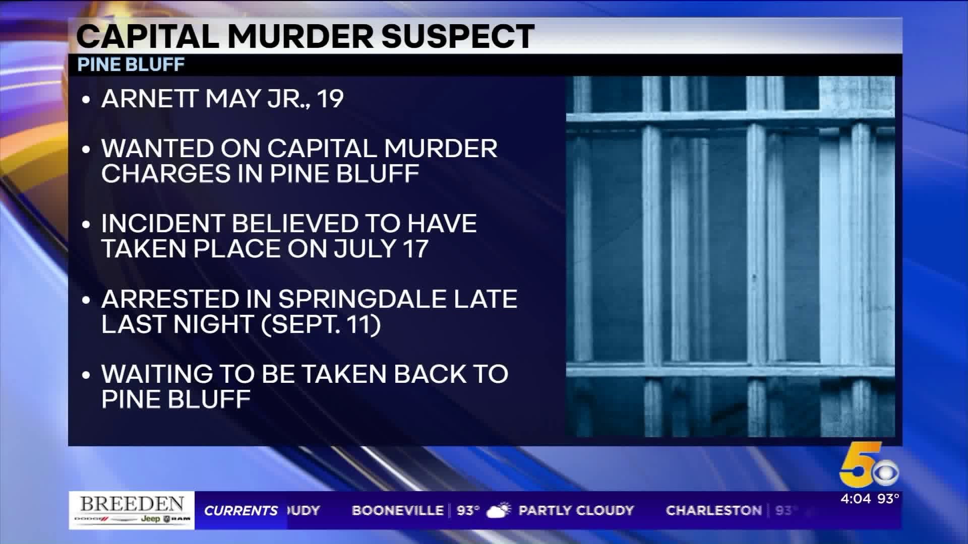 Pine Bluff Capital Murder Suspect Arrested In Springdale