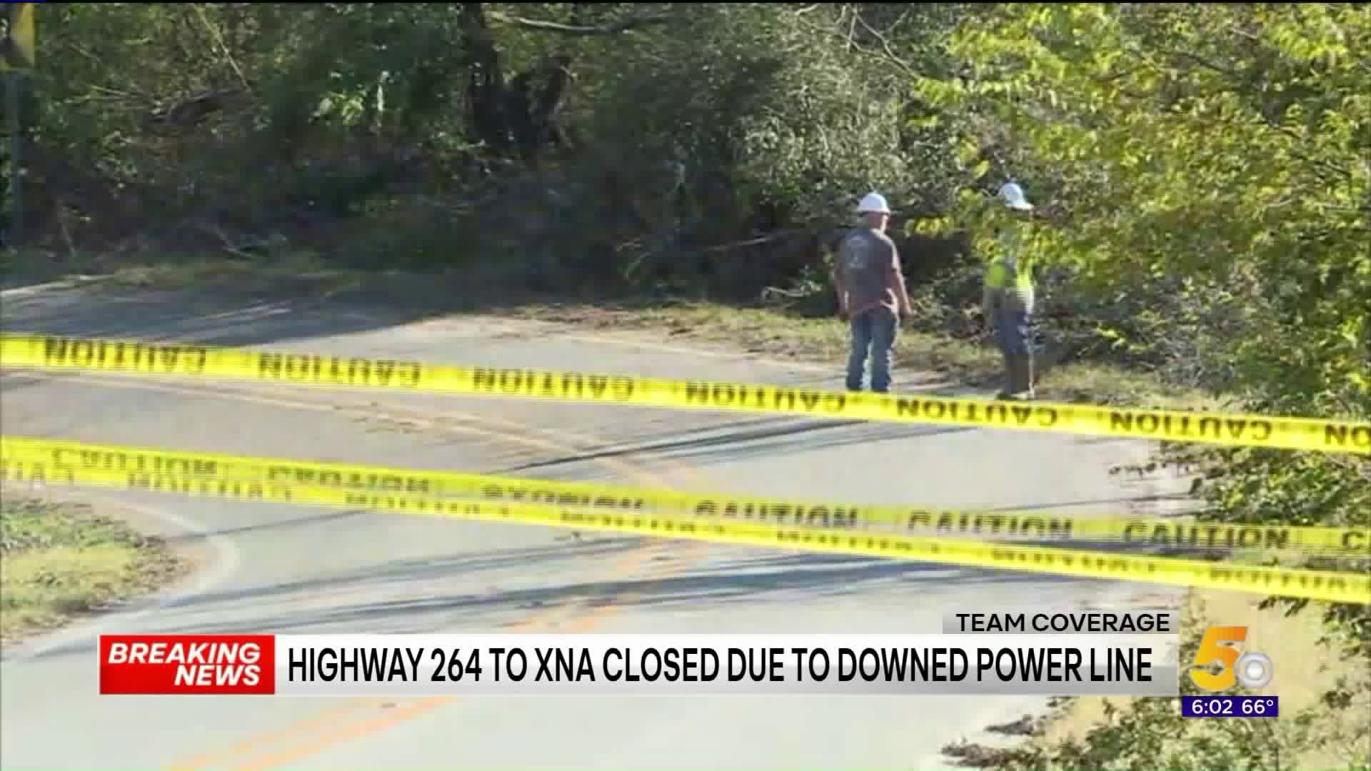 HWY 264 to XNA Closed Due to Downed Power Line