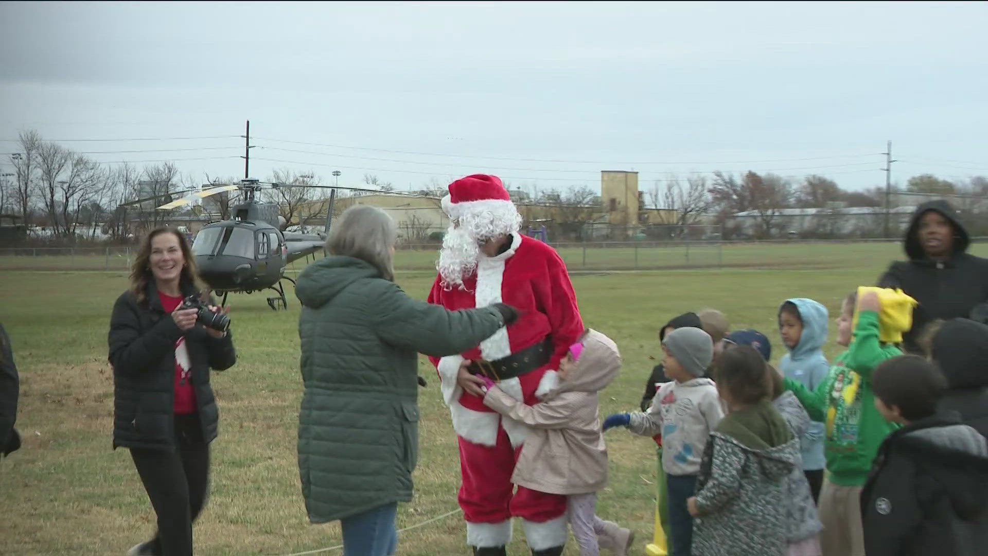 The school said they were able to negotiate a quick last-minute visit from Santa, who is normally very busy at the North Pole.