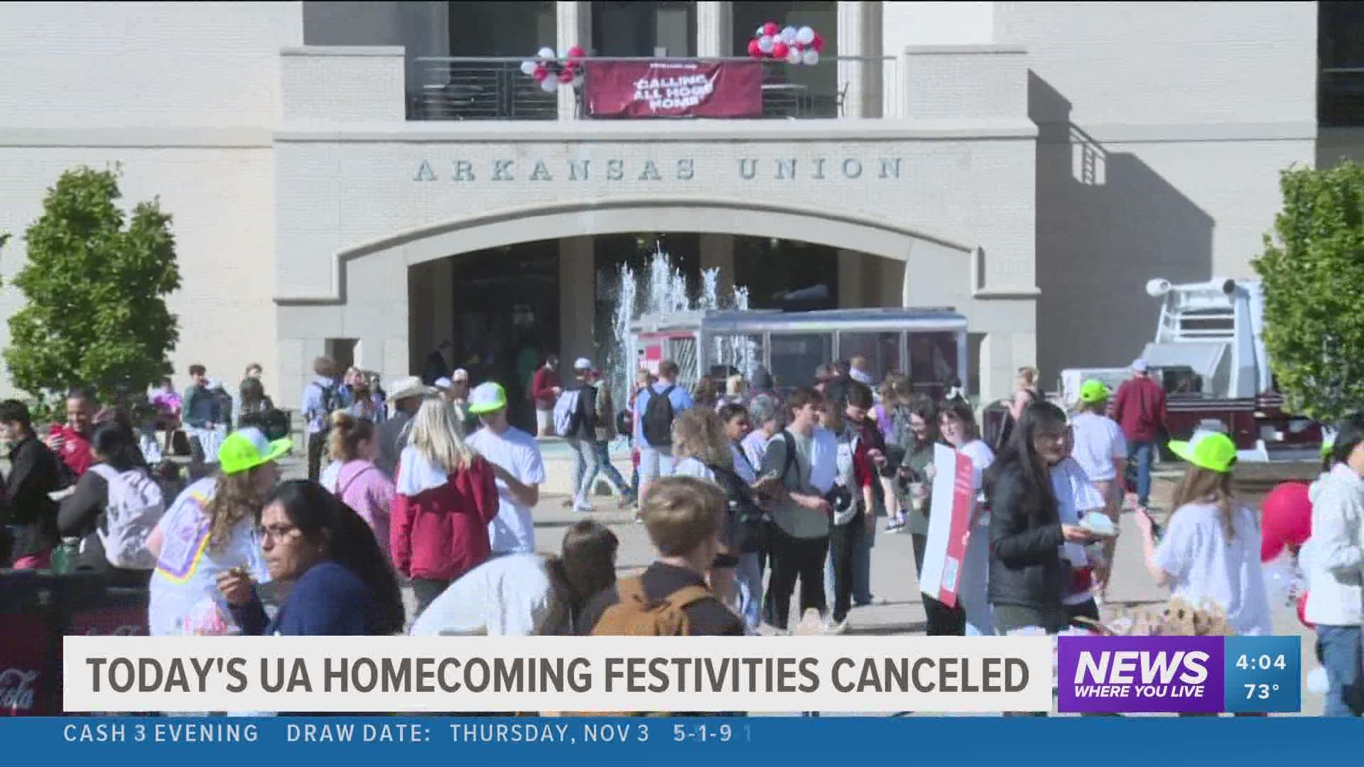 The homecoming events scheduled for Friday, Nov. 4 have been rescheduled due to the threat of severe storms.