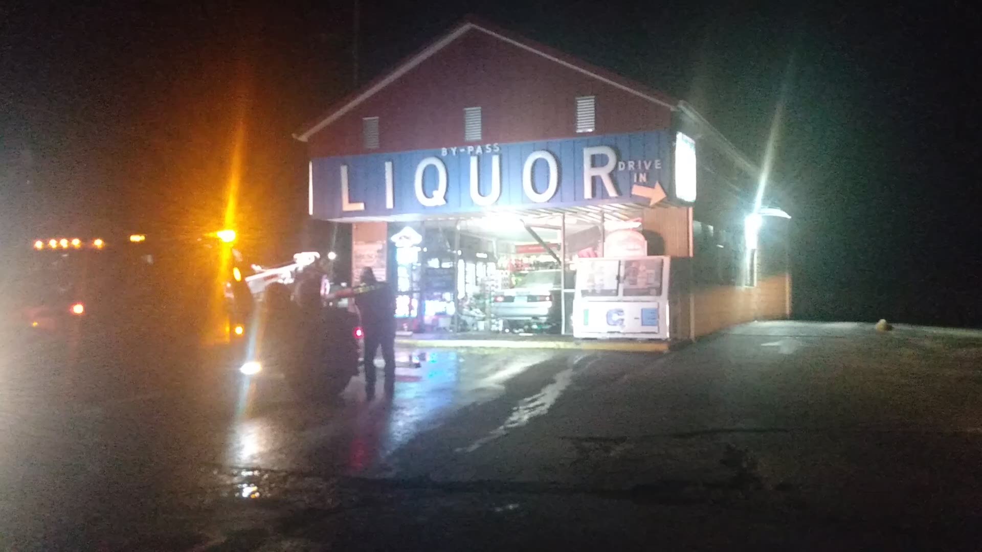 Driver crashes into By-Pass Liquors store in Fayetteville.