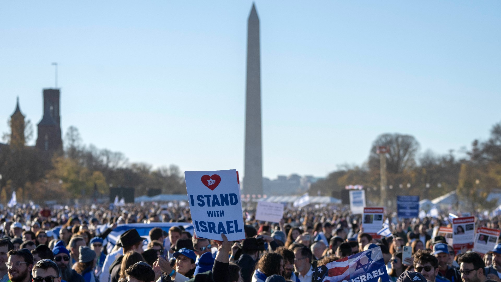 The large demonstration was organized quickly to match dozens of Pro-Palestinian rallies taking place across the country.