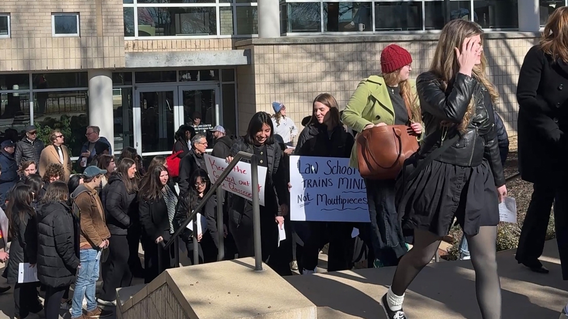 U of A students stage walkout in protest over law school dean's offer being revoked