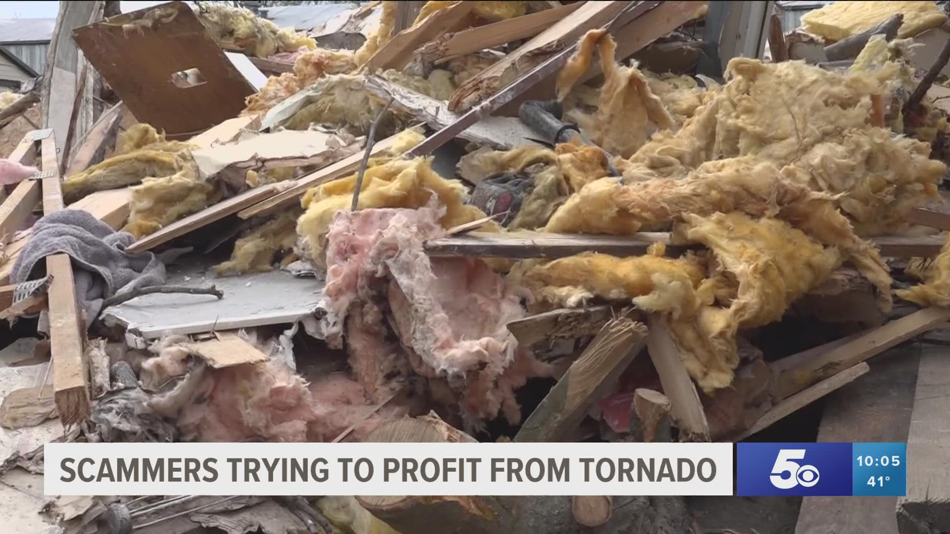 The family of the Springdale tornado survivor is warning the public that someone was using their photos of devastation to try and make money using their GoFundMe.